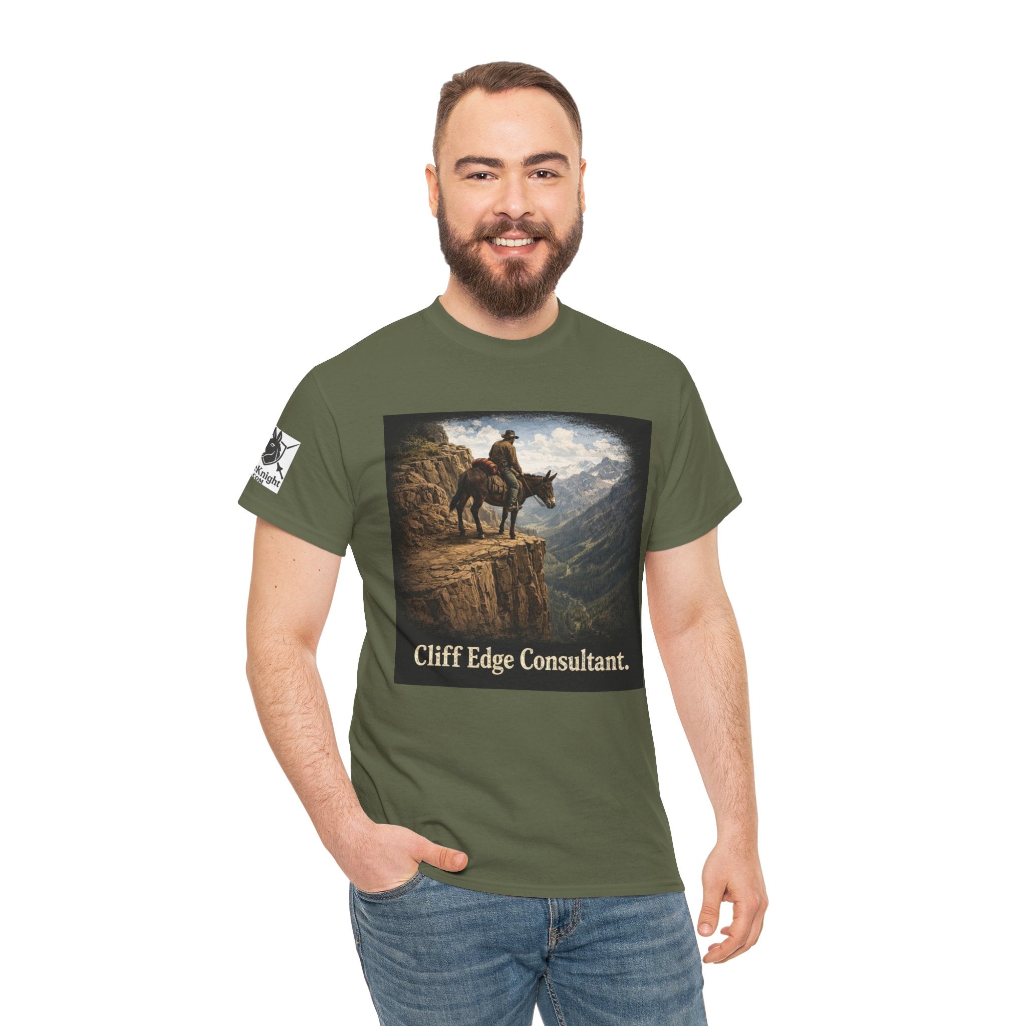 Mule Cliff Edge Consultant T-Shirt — Cowboy Landscape Graphic Tee