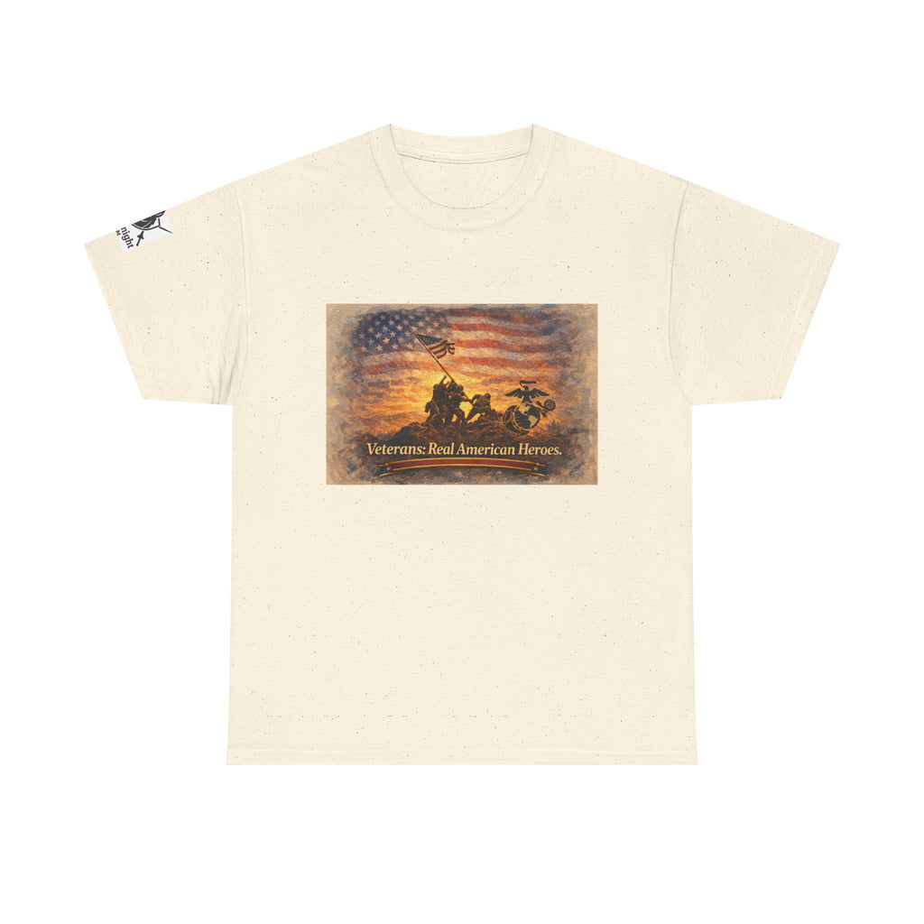 USA Flag Graphic Tee - "Veterans - Real American Heroes!"