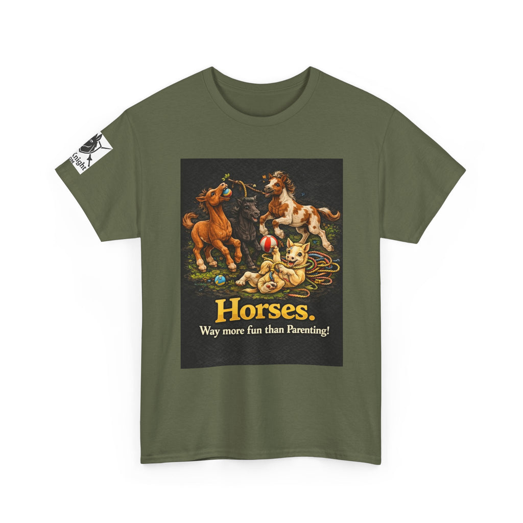 Horse lover shirt.  Horses.  Way more fun than Parenting! Teeshirt funny