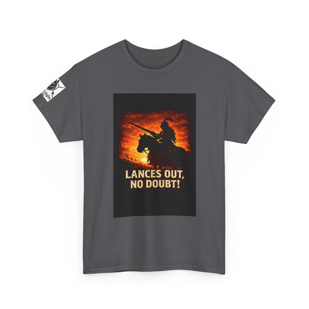 Jousting Knight T‑Shirt – "Lances Out, No Doubt!" Vintage Sunset Tee
