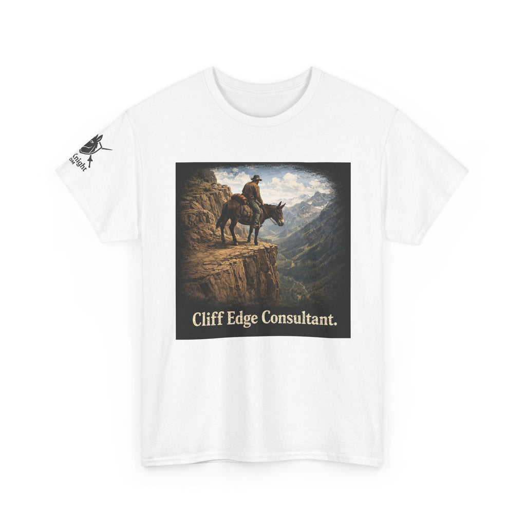 Mule Cliff Edge Consultant T-Shirt — Cowboy Landscape Graphic Tee