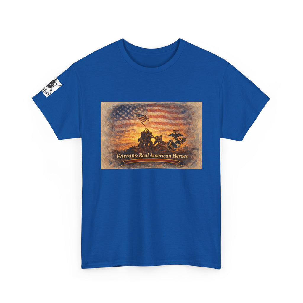 USA Flag Graphic Tee - "Veterans - Real American Heroes!"