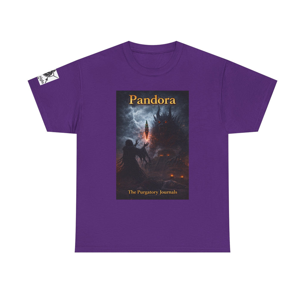 Pandora Summoning on Front - Pandora book cover on back -Purgatory Journals Book 3 -   Fantasy Novel tee