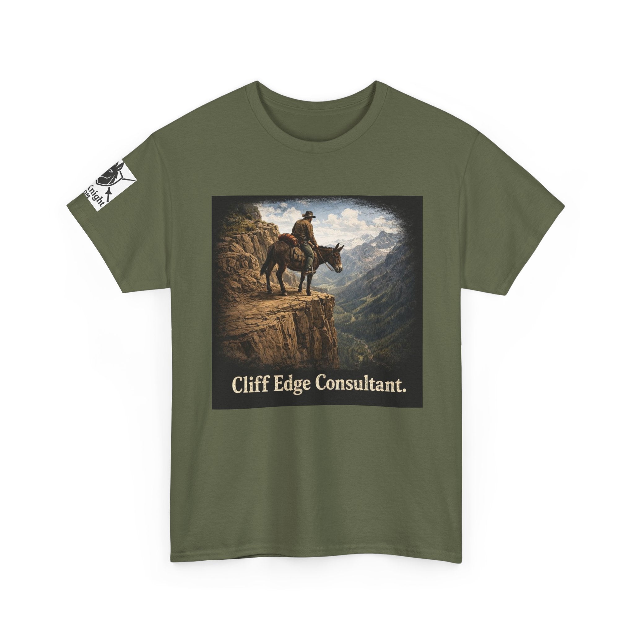 Mule Cliff Edge Consultant T-Shirt — Cowboy Landscape Graphic Tee