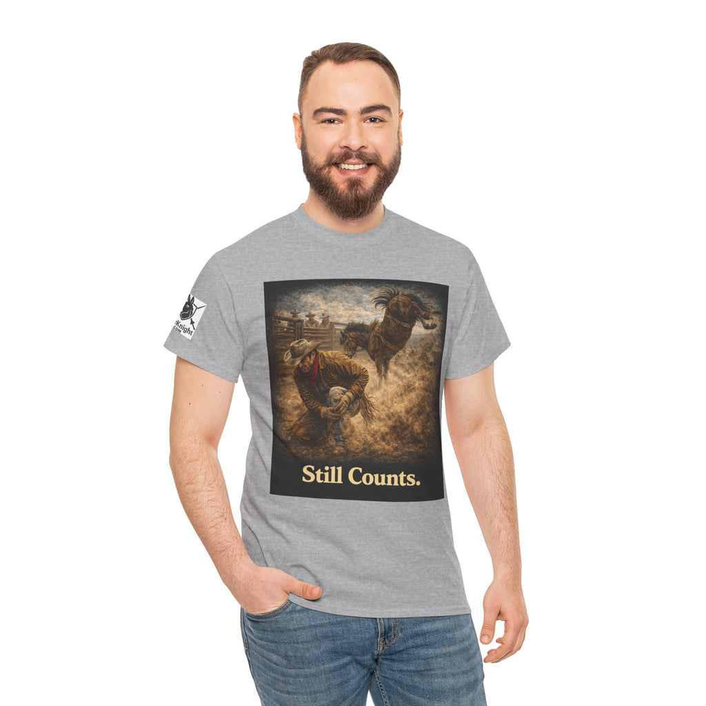 Rodeo Still Counts T-Shirt — Cowboy Landscape Graphic Tee