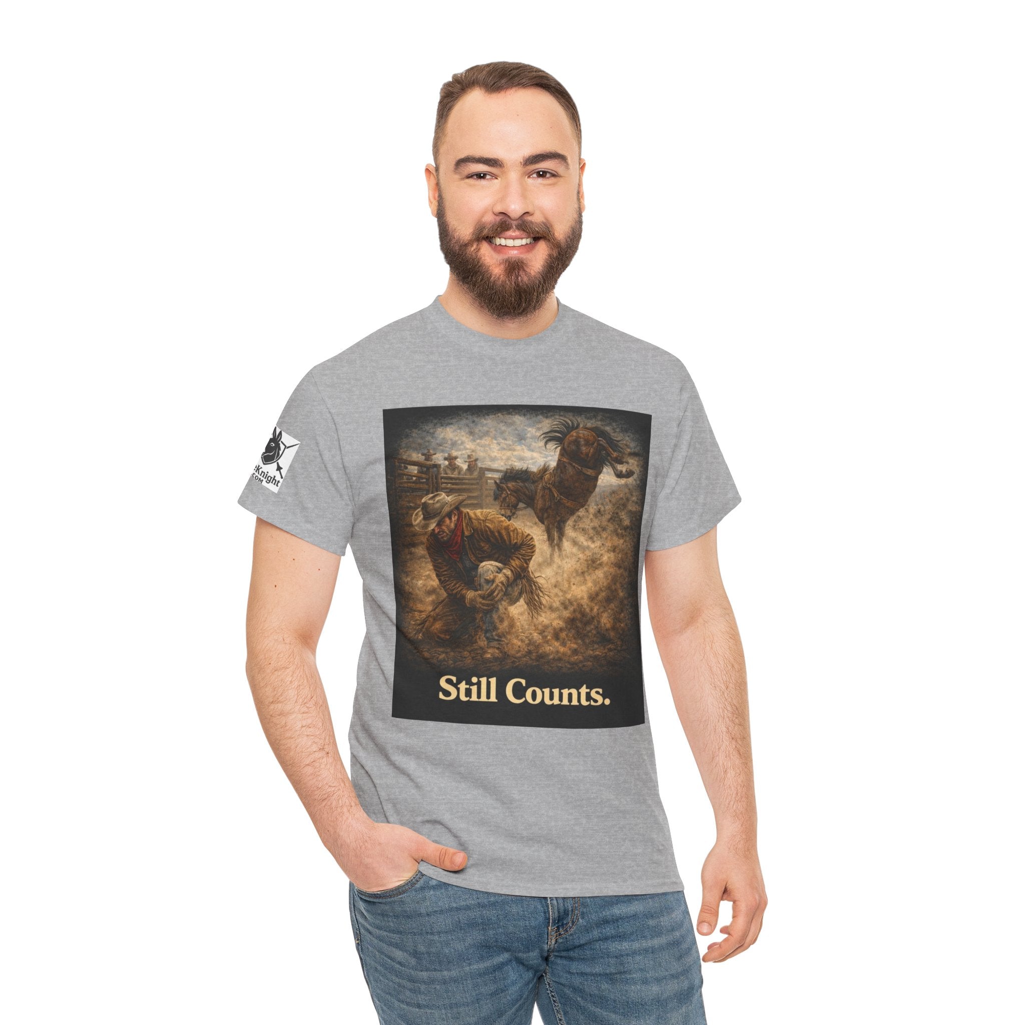 Rodeo Still Counts T-Shirt — Cowboy Landscape Graphic Tee
