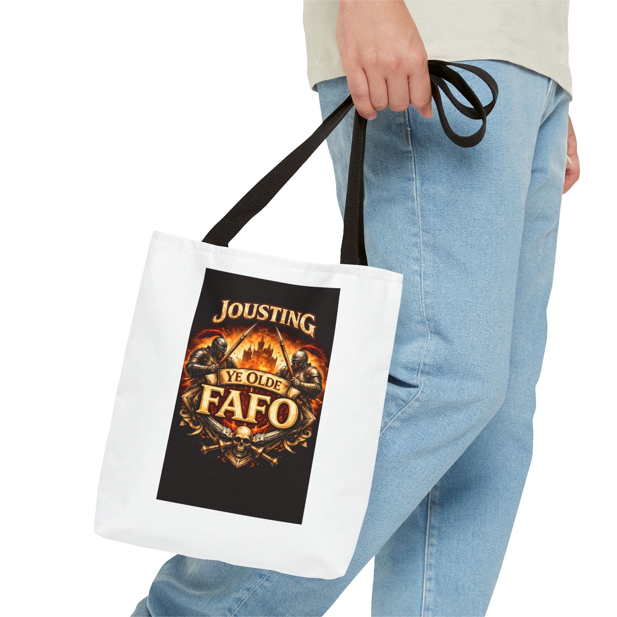 Tote Bag — "Jousting Ye Olde Fafo" Medieval Knight Graphic Tote