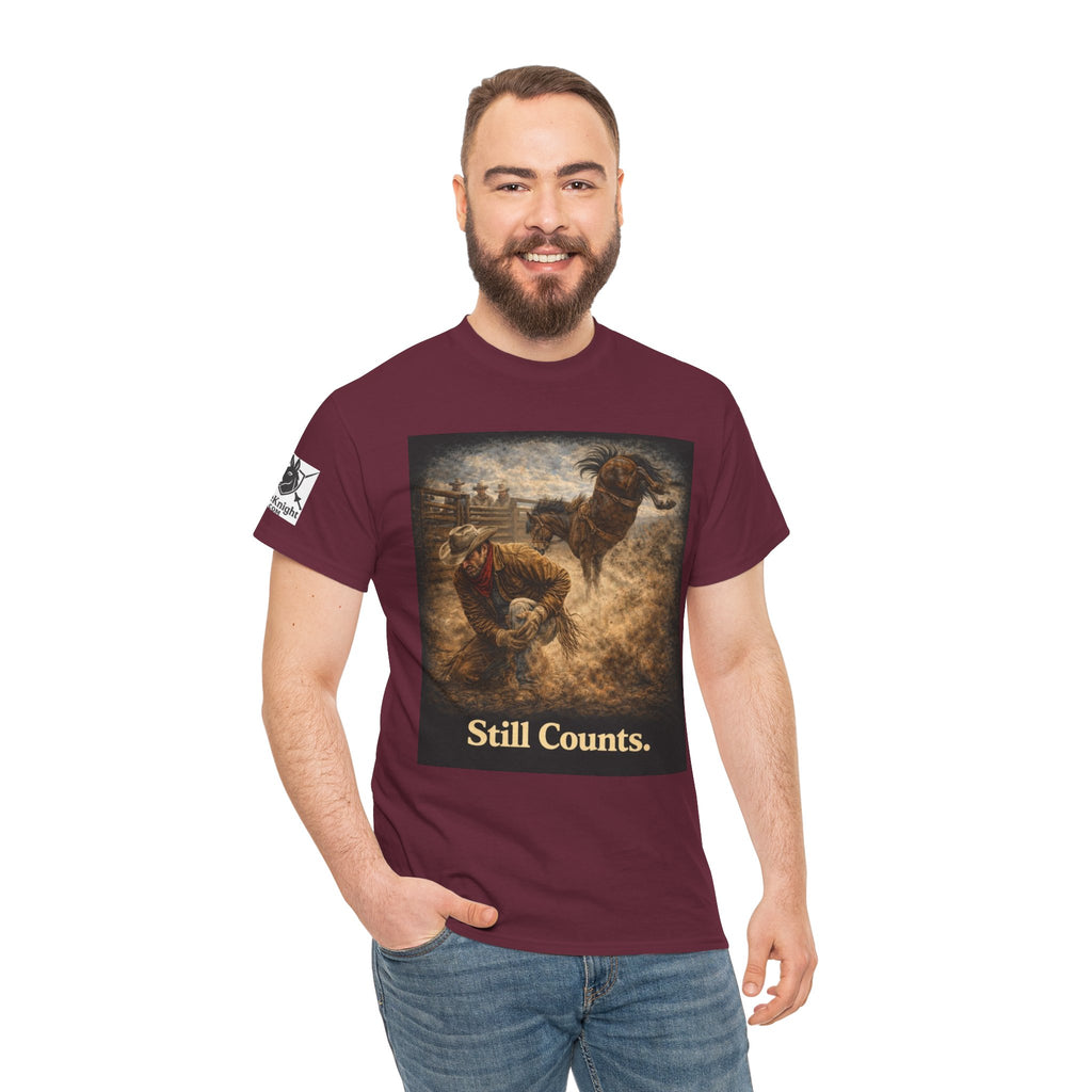 Rodeo Still Counts T-Shirt — Cowboy Landscape Graphic Tee