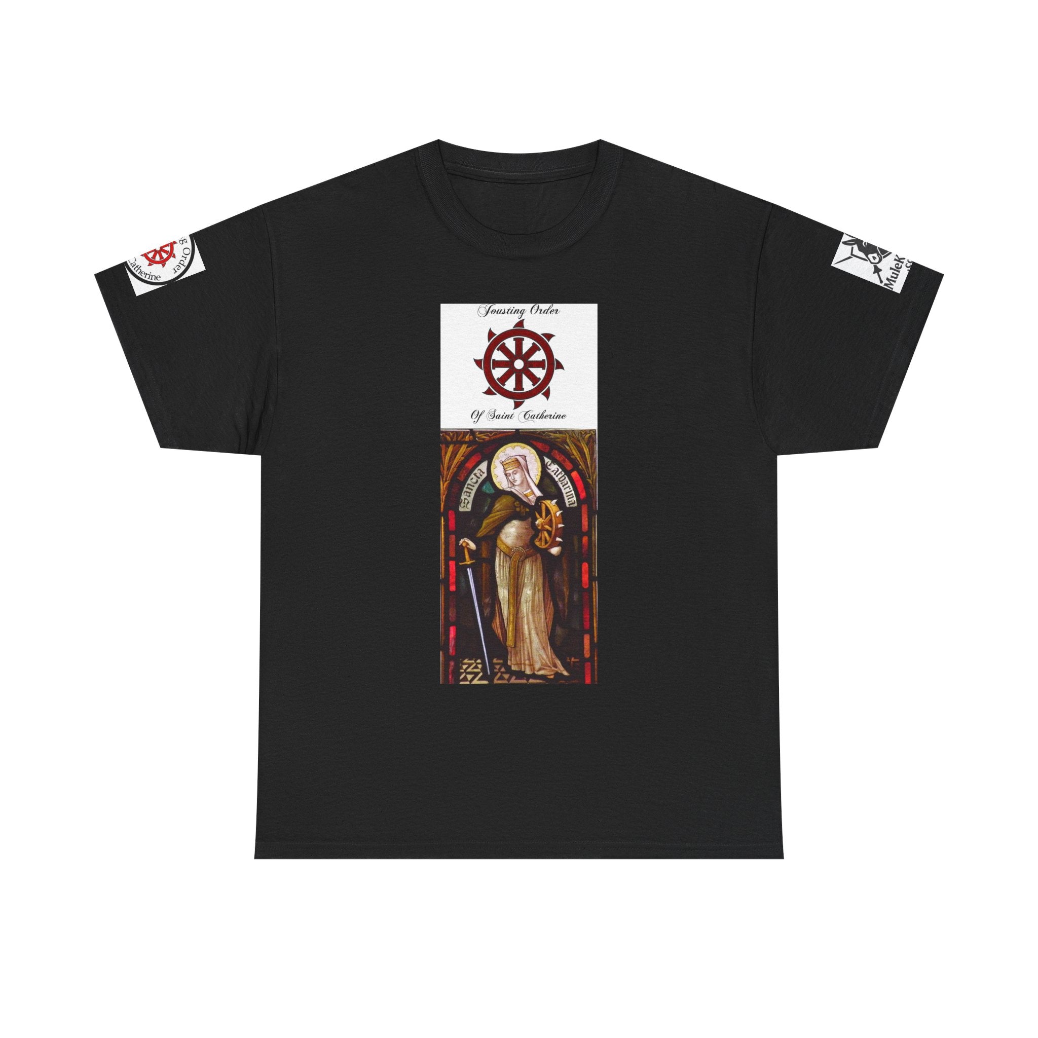 Saint Catherine Jousting Order  Tee — Vintage Stained Glass Saint/Jousting T‑Shirt