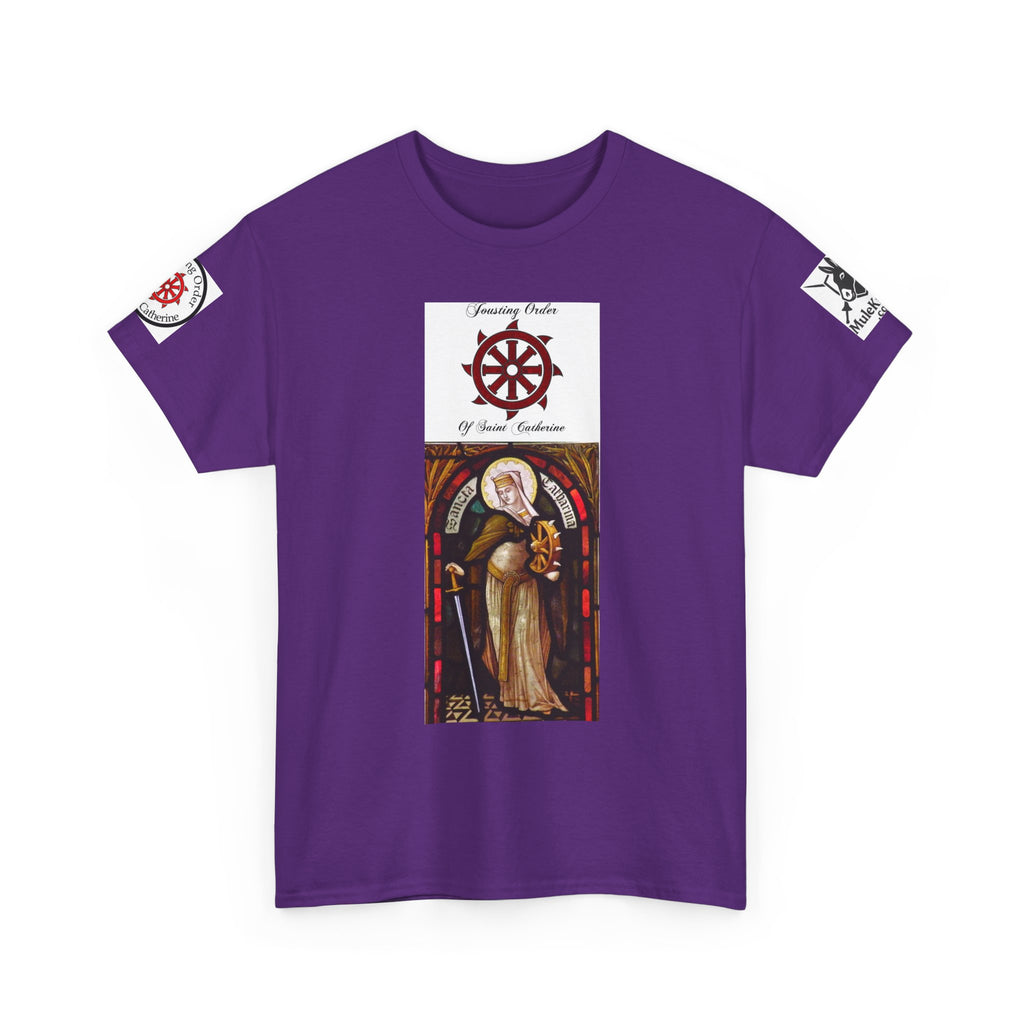 Saint Catherine Jousting Order  Tee — Vintage Stained Glass Saint/Jousting T‑Shirt