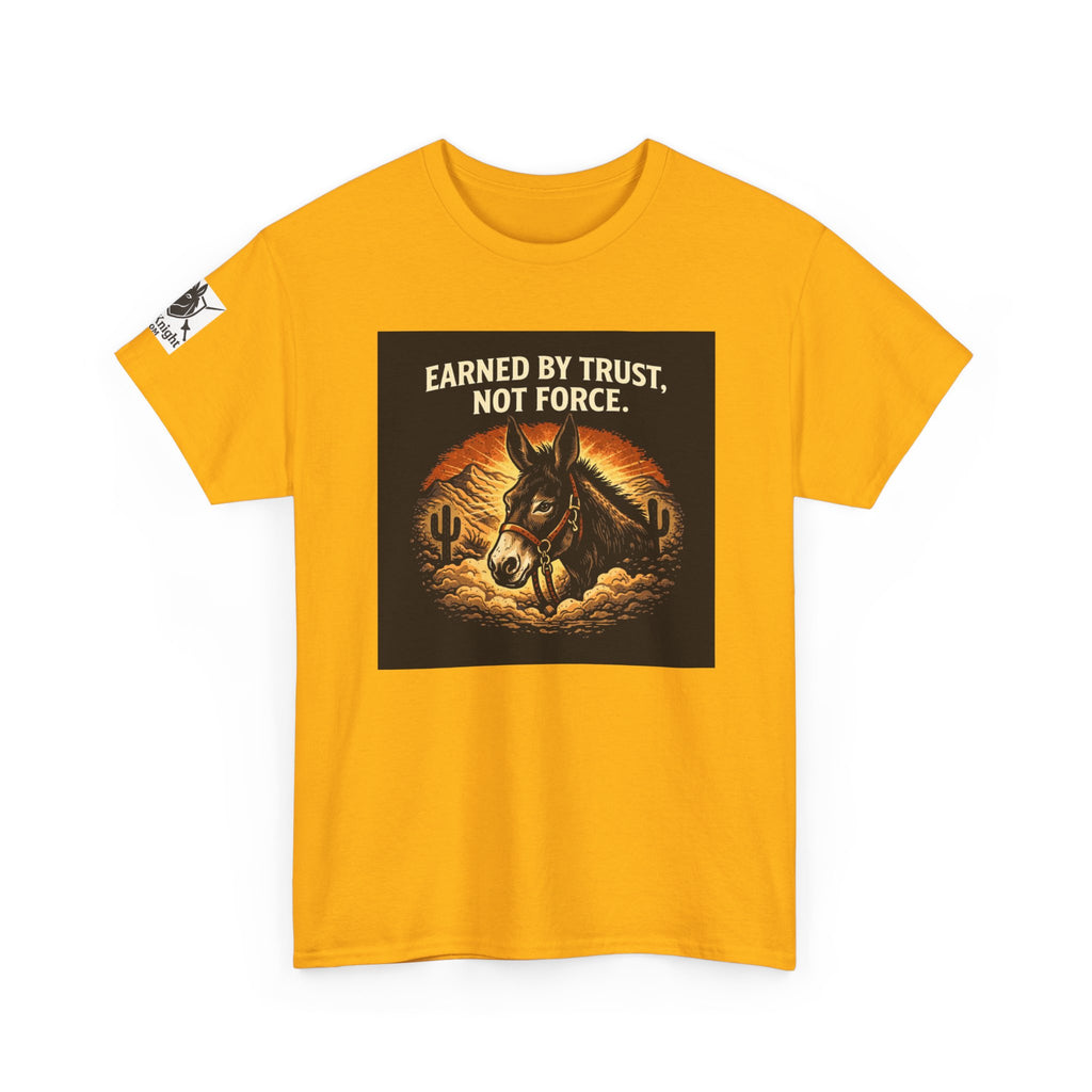 Earned by Trust Not Force Tee — Western Horse Graphic T‑Shirt