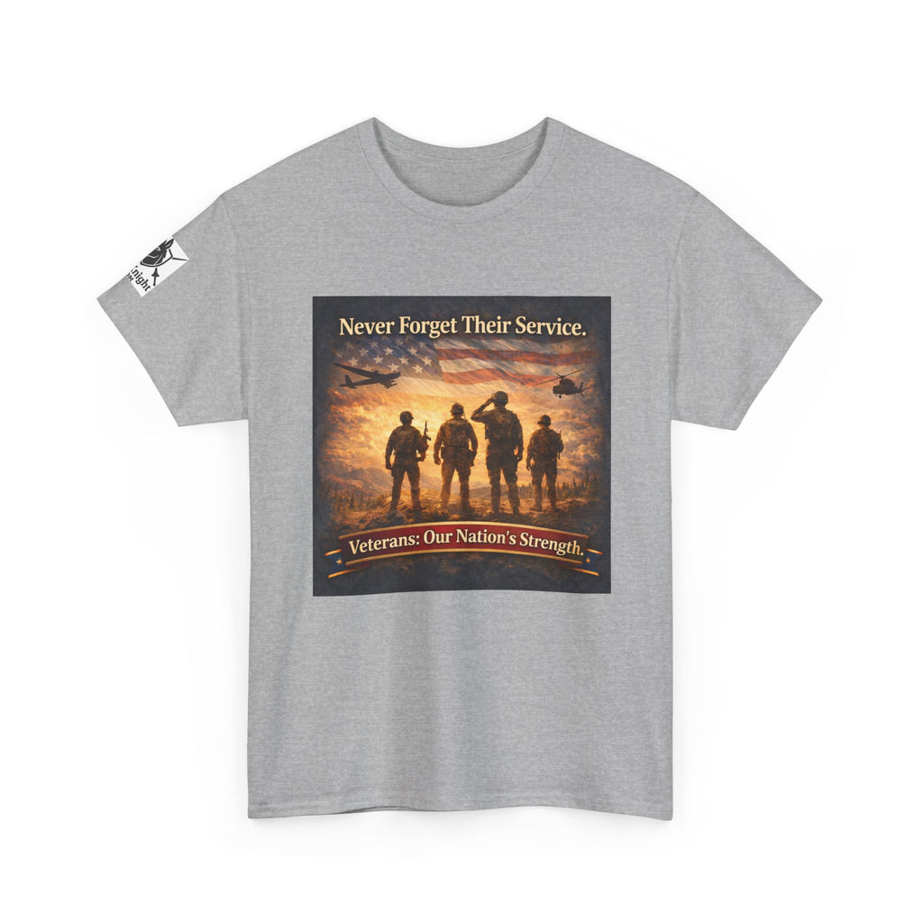 USA Flag Graphic Tee - "Never Forget their Service -Veterens our nations strength!"