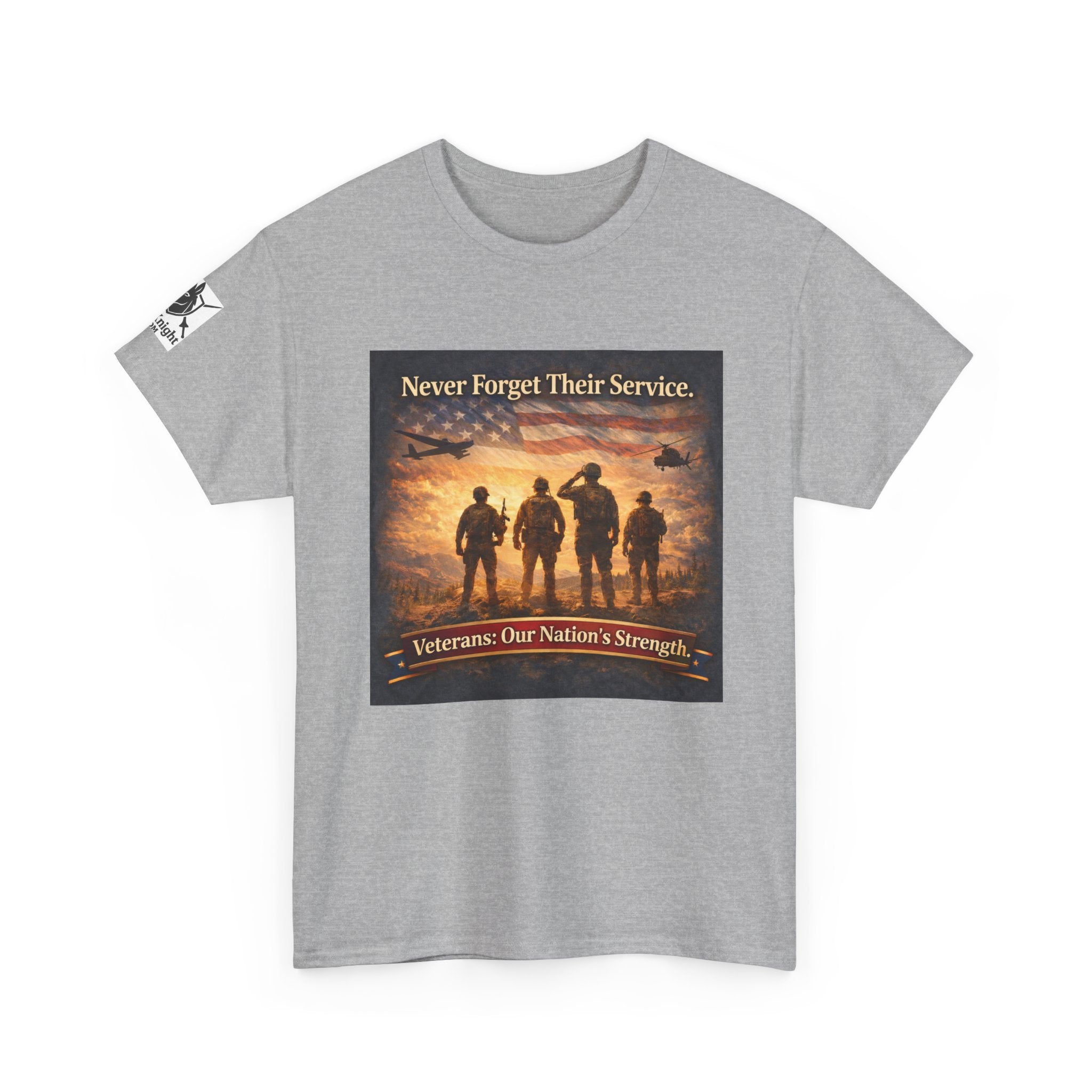USA Flag Graphic Tee - "Never Forget their Service -Veterens our nations strength!"