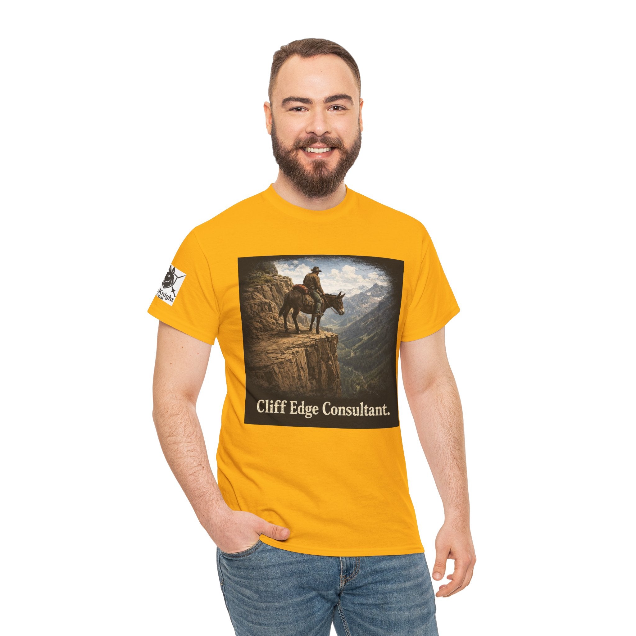 Mule Cliff Edge Consultant T-Shirt — Cowboy Landscape Graphic Tee