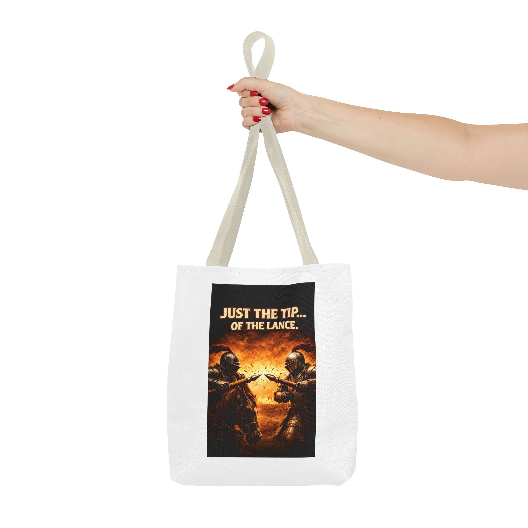 Tote Bag — "Just the Tip of the Lance" Medieval Knight Graphic Tote
