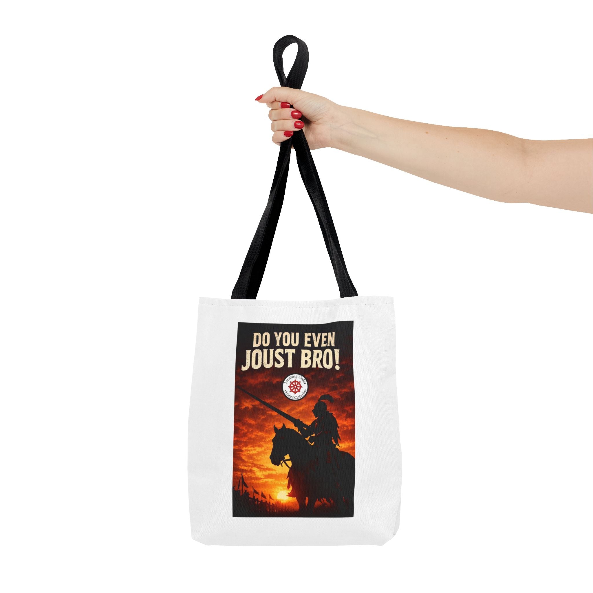 Do You Even Joust Bro! Tote Bag – Medieval Knight Silhouette Sunset Tote for Renaissance Fair Fans