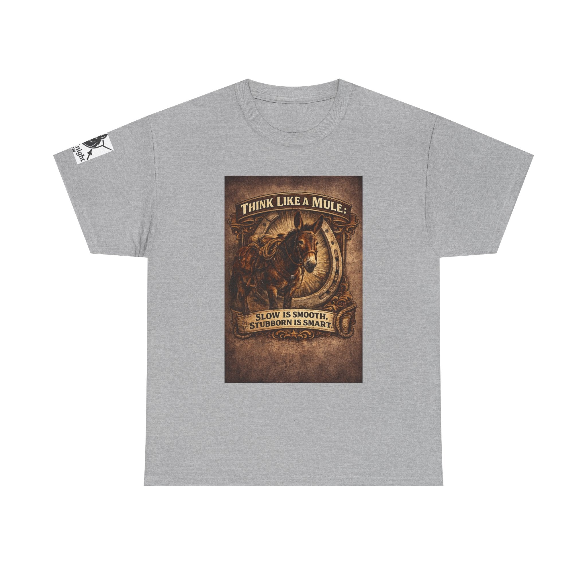Think Like a Mule T-Shirt – Rustic Horseshoe Cowboy Western Tee