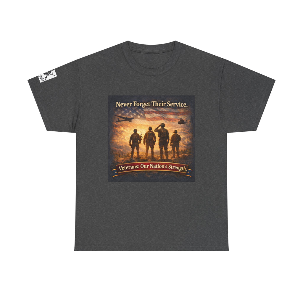 USA Flag Graphic Tee - "Never Forget their Service -Veterens our nations strength!"