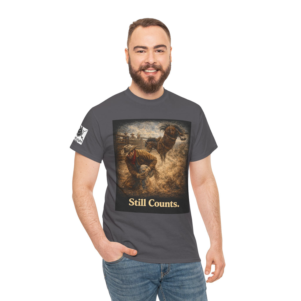 Rodeo Still Counts T-Shirt — Cowboy Landscape Graphic Tee