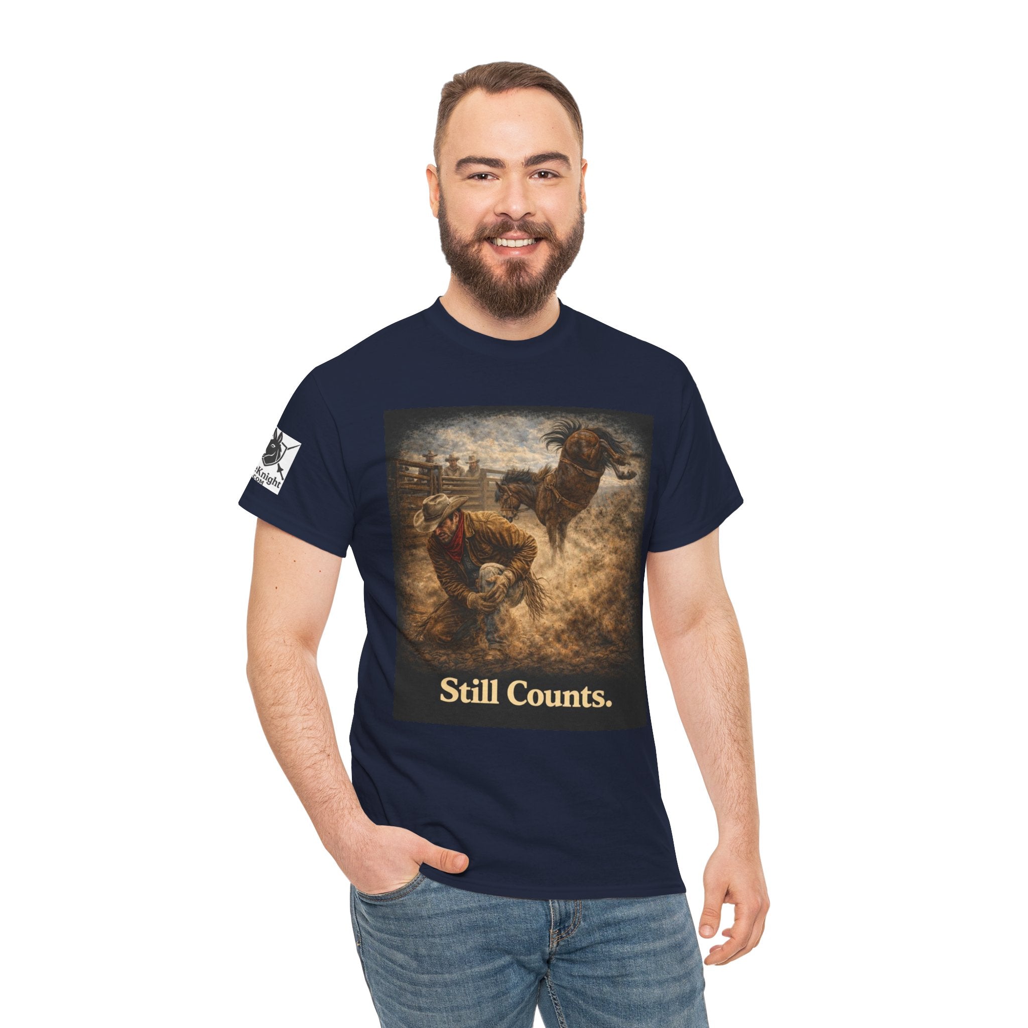 Rodeo Still Counts T-Shirt — Cowboy Landscape Graphic Tee