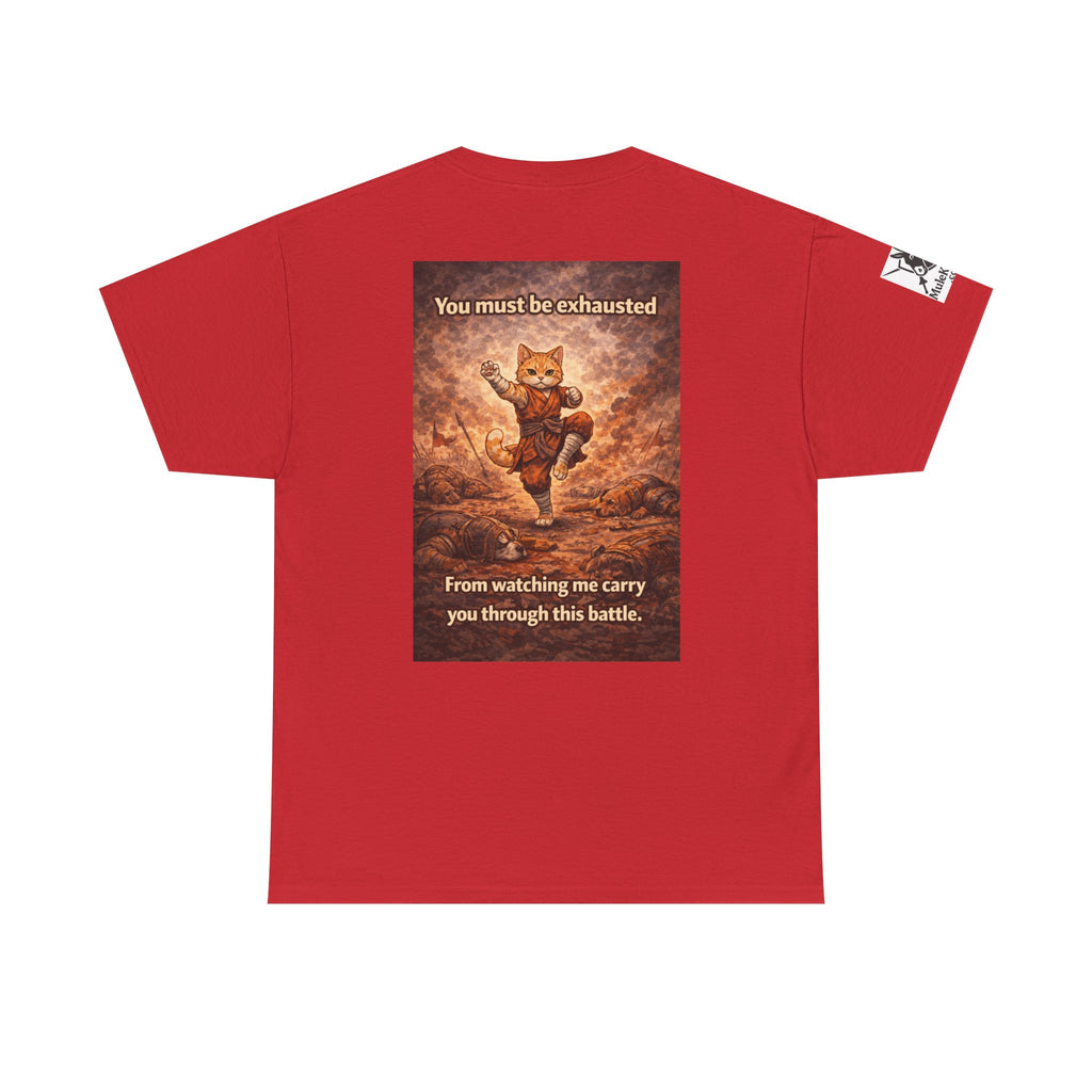 Gaming Tee— Kitty Monk "You must be exhausted from watching me carry you through this battle!" Funny tee