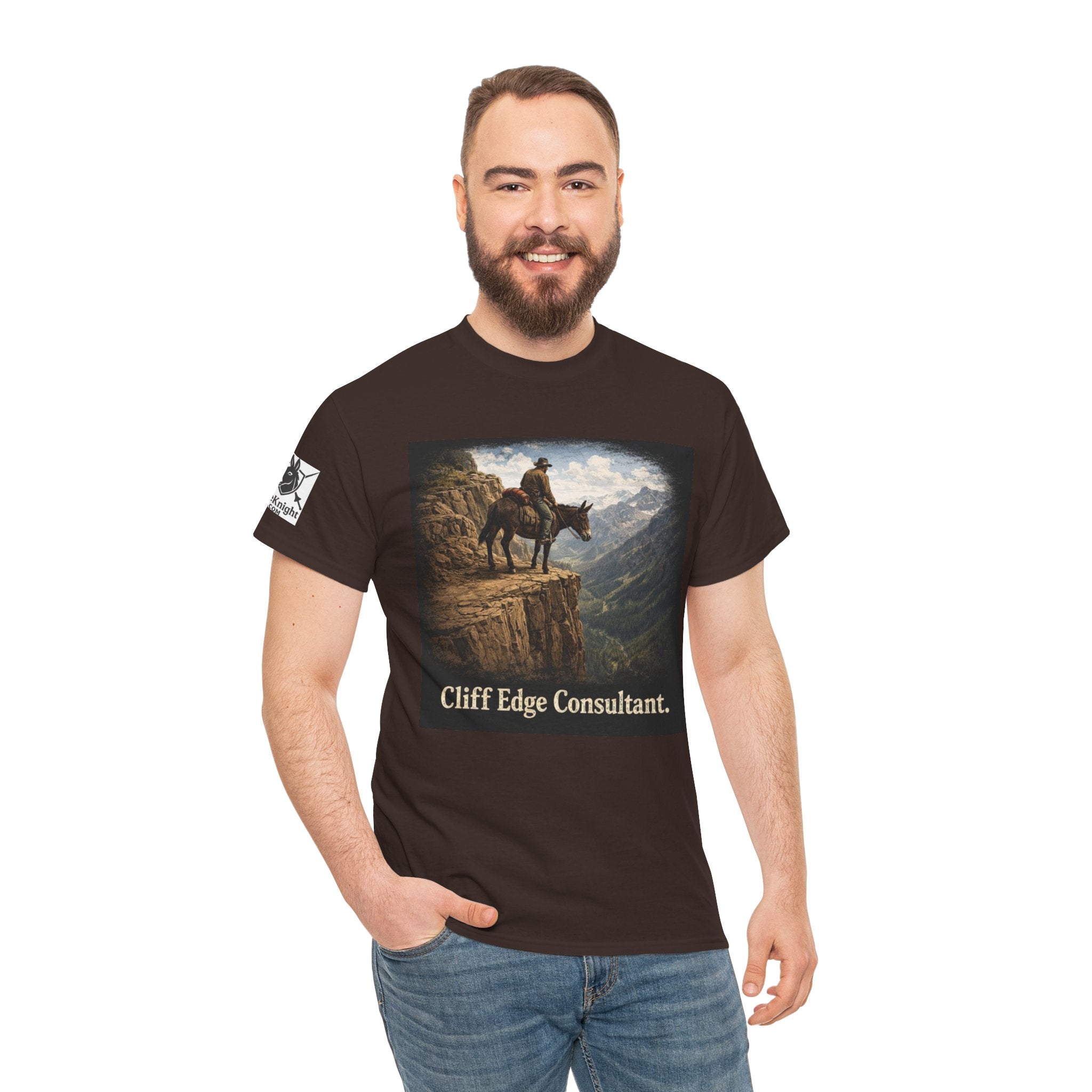 Mule Cliff Edge Consultant T-Shirt — Cowboy Landscape Graphic Tee