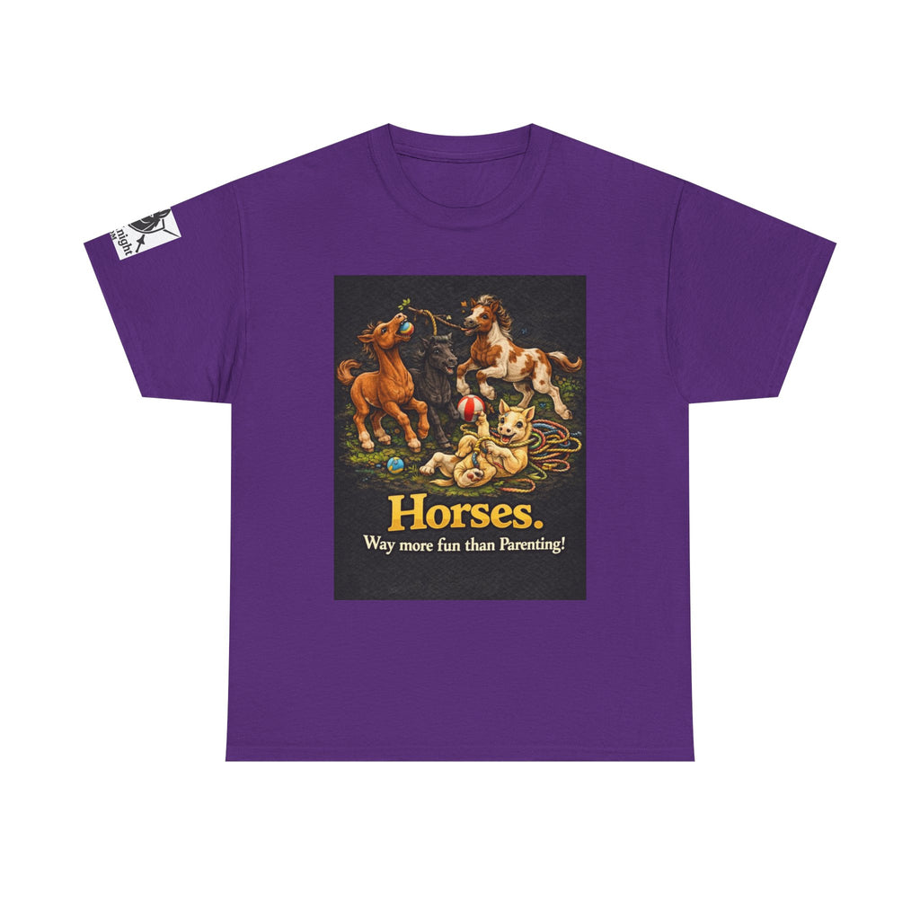 Horse lover shirt.  Horses.  Way more fun than Parenting! Teeshirt funny