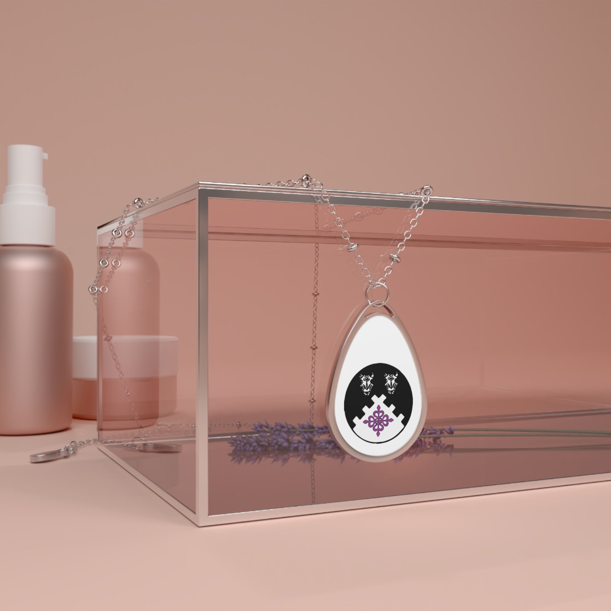 Oval Necklace — Gothic Moonstone Teardrop Pendant with Eo Hirth Motif