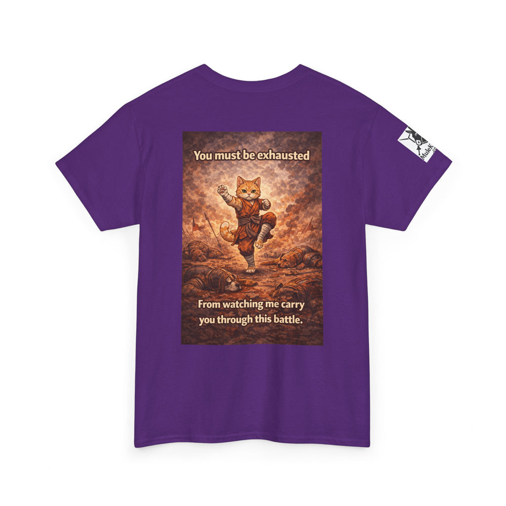 Gaming Tee— Kitty Monk "You must be exhausted from watching me carry you through this battle!" Funny tee
