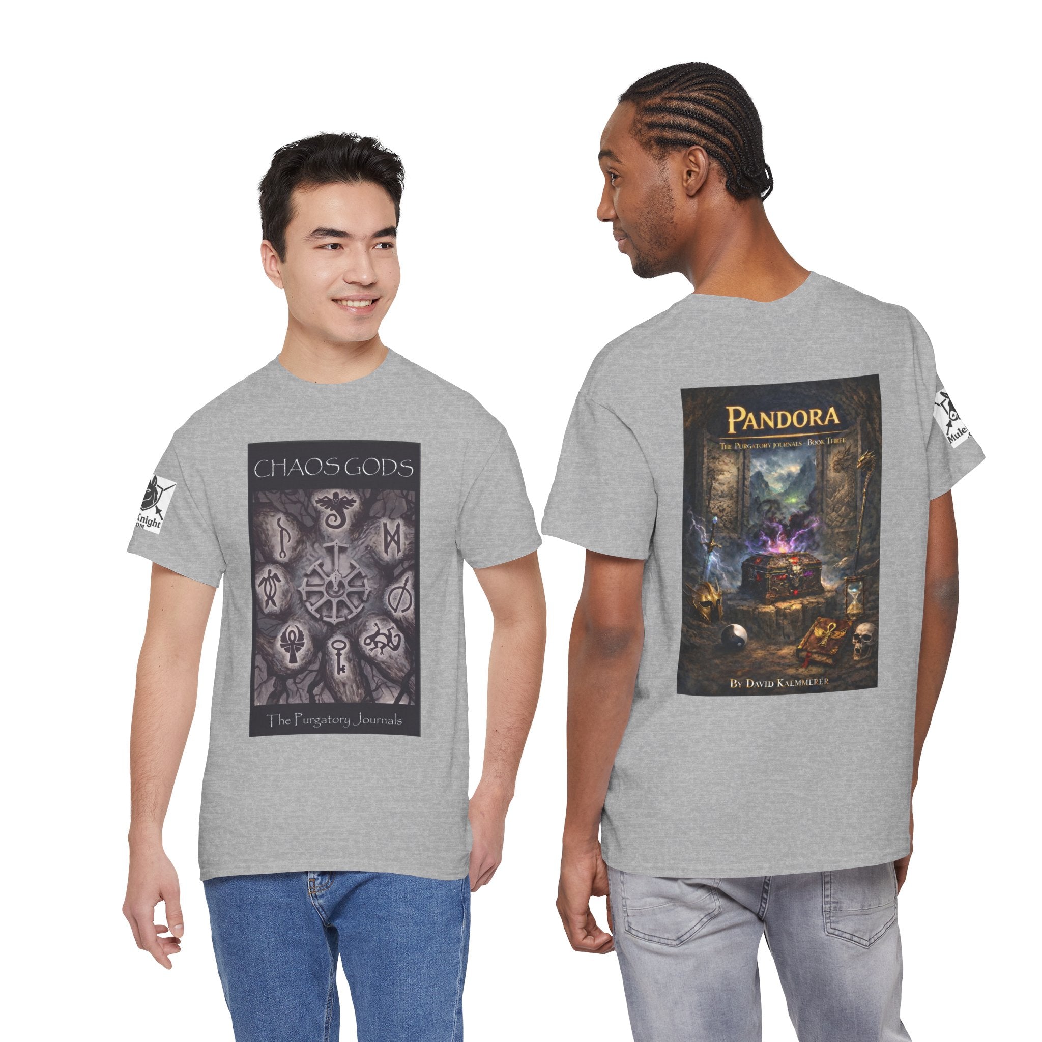 Chaos Gods World Tree Front - Pandora -Purgatory Journals Book 3 Back -  Graphic Tee — Fantasy Novel tee