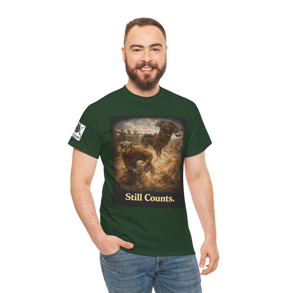 Rodeo Still Counts T-Shirt — Cowboy Landscape Graphic Tee
