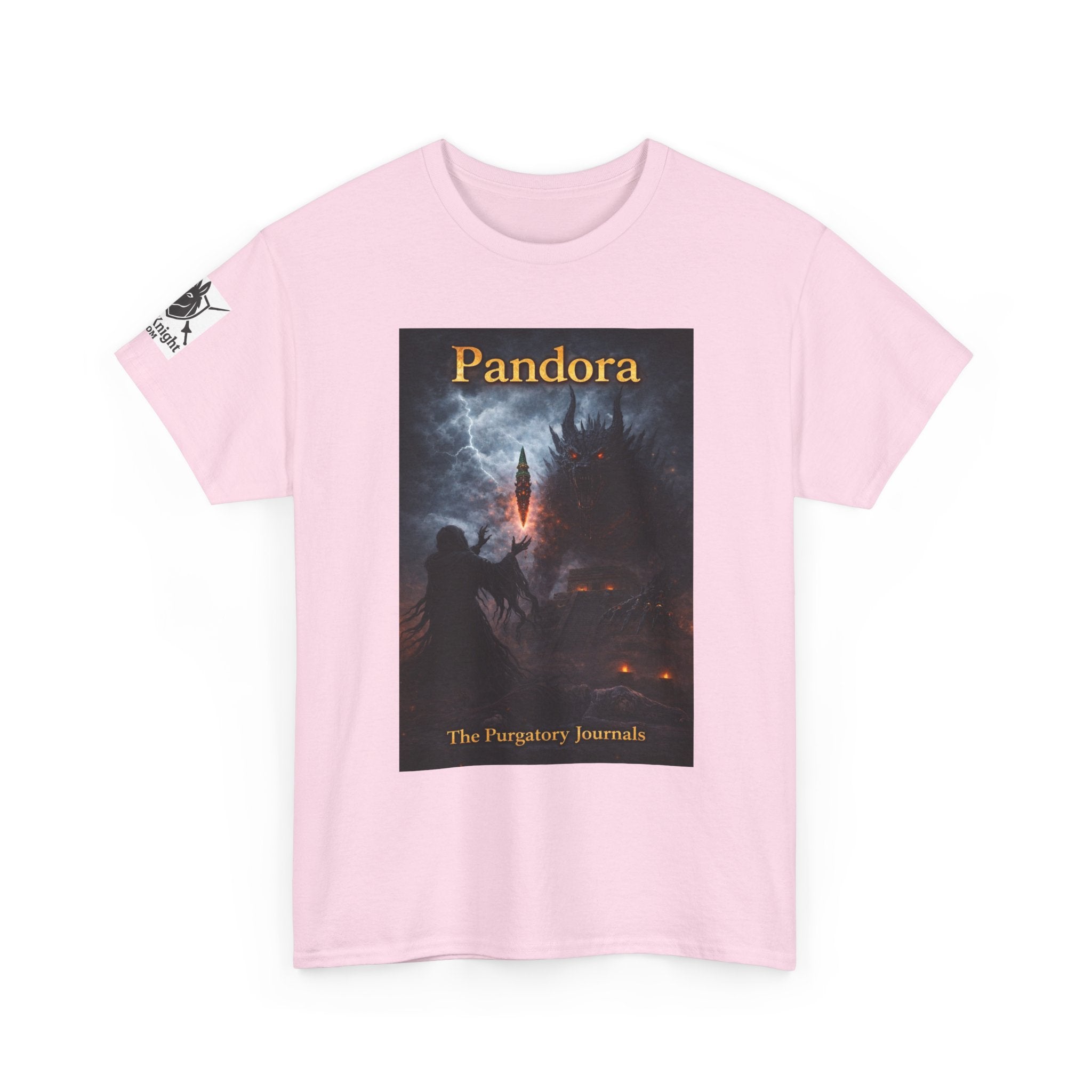Pandora Summoning on Front - Pandora book cover on back -Purgatory Journals Book 3 -   Fantasy Novel tee