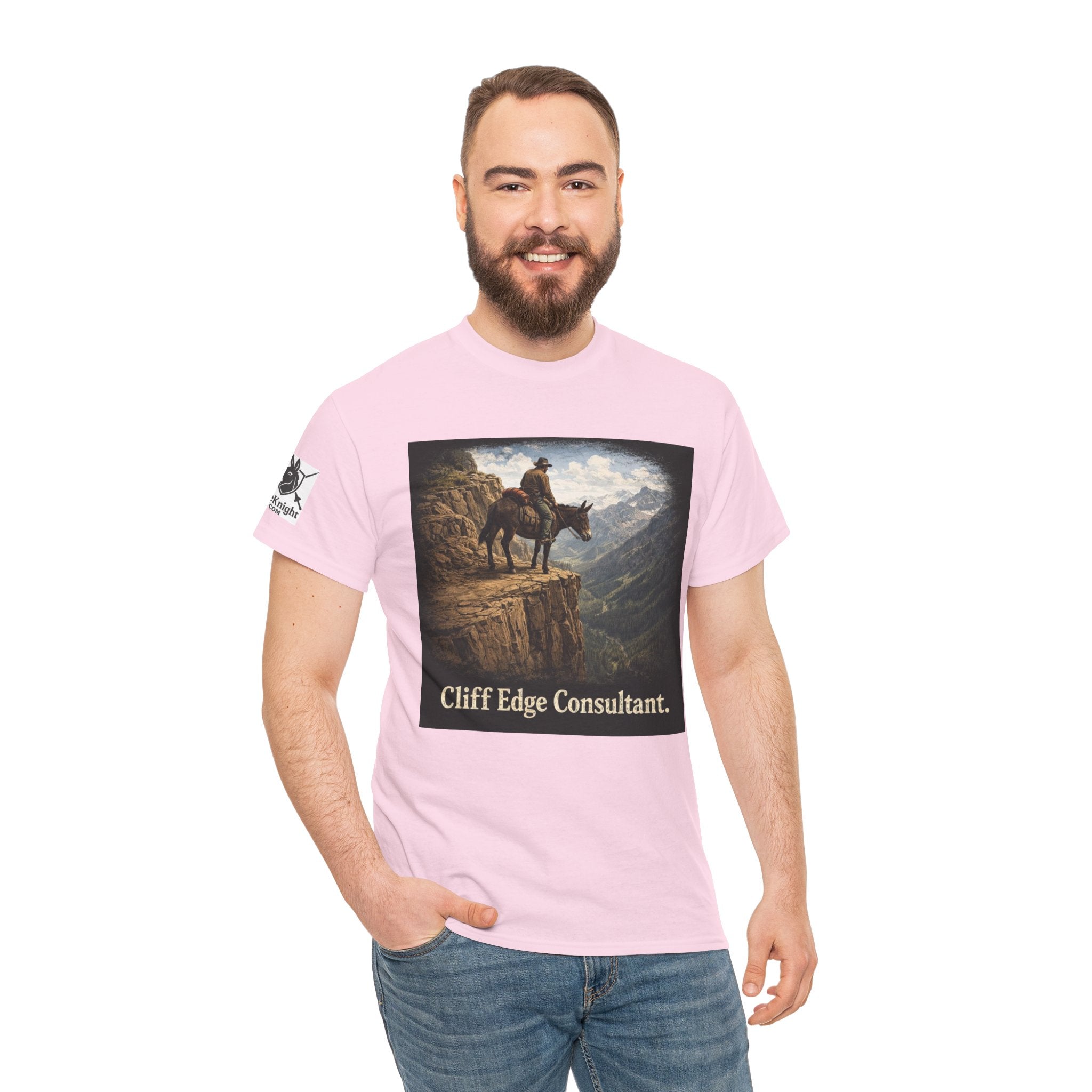 Mule Cliff Edge Consultant T-Shirt — Cowboy Landscape Graphic Tee