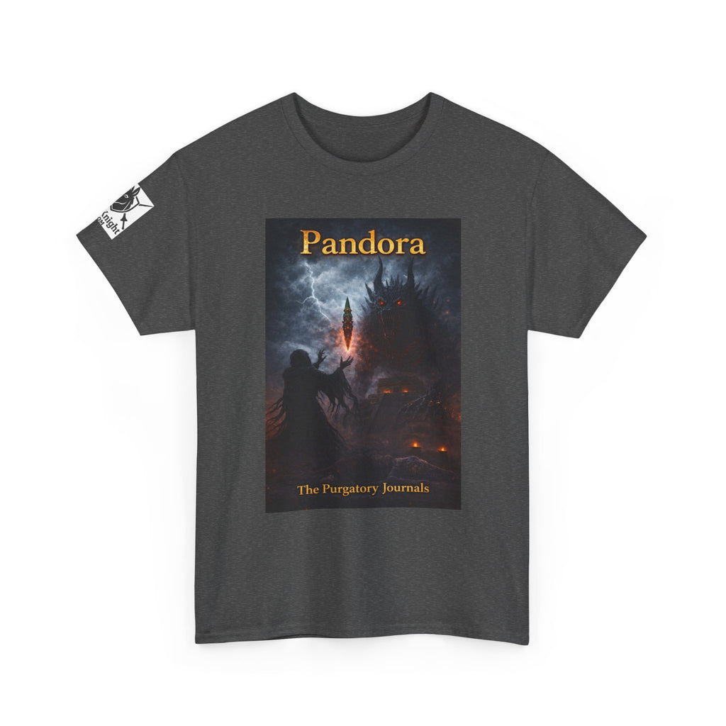 Pandora Summoning on Front - Pandora book cover on back -Purgatory Journals Book 3 -   Fantasy Novel tee