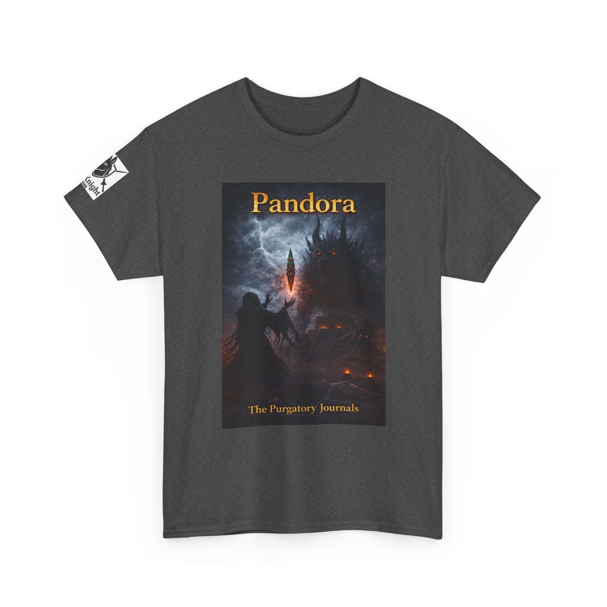 Pandora Summoning on Front - Pandora book cover on back -Purgatory Journals Book 3 -   Fantasy Novel tee