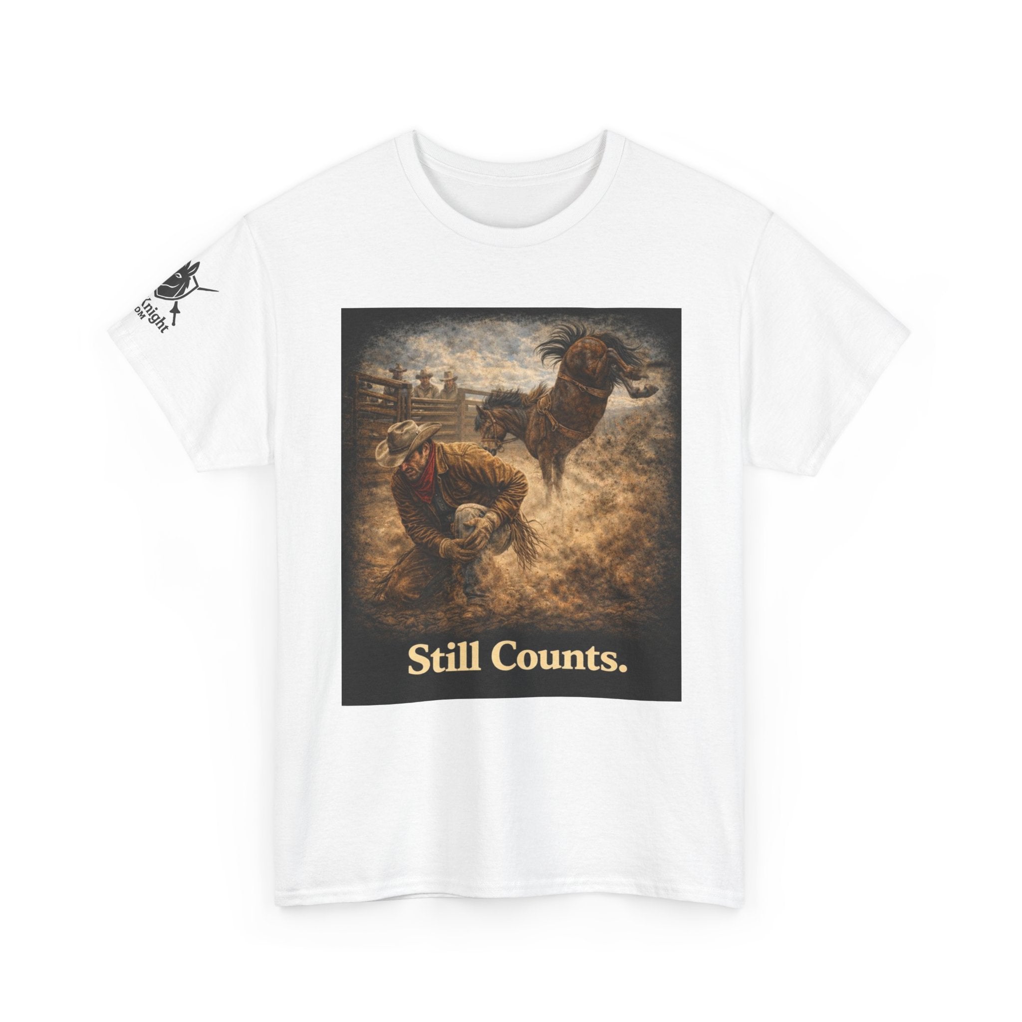 Rodeo Still Counts T-Shirt — Cowboy Landscape Graphic Tee