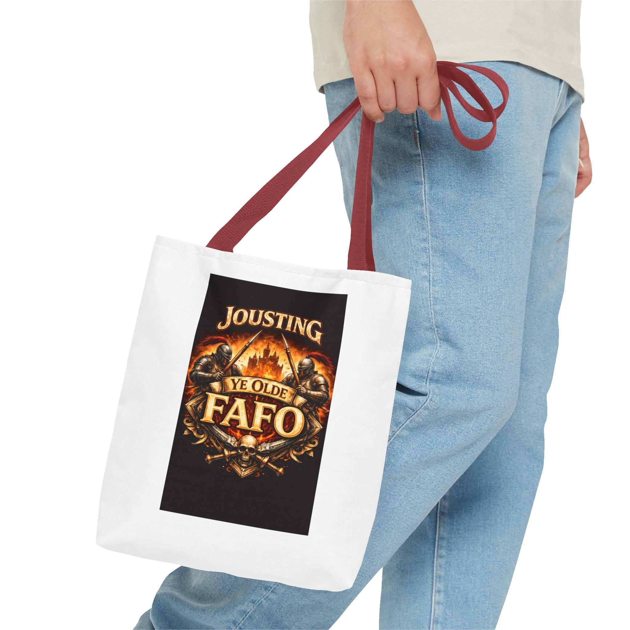 Tote Bag — "Jousting Ye Olde Fafo" Medieval Knight Graphic Tote