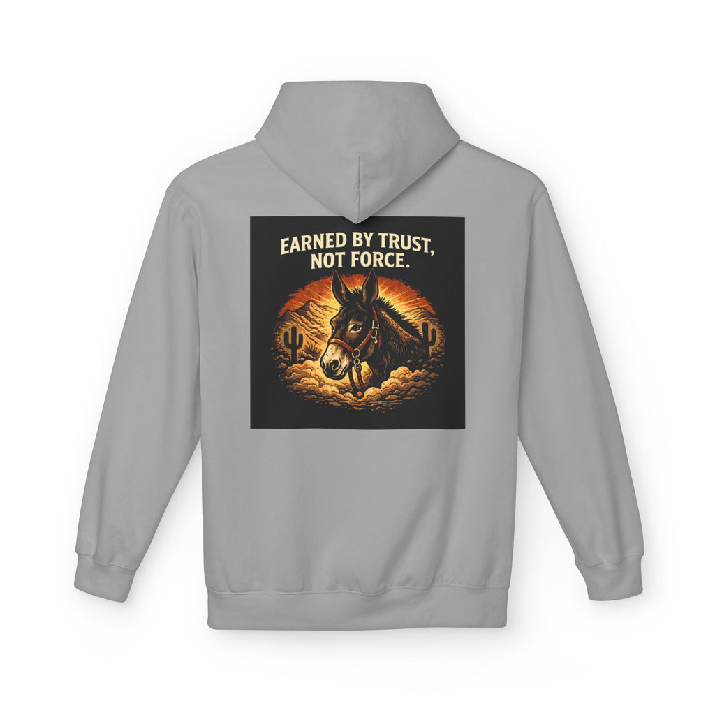 Cowboy Horse Hoodie — "Earned by Trust, Not Force" Western Ranch Pullover