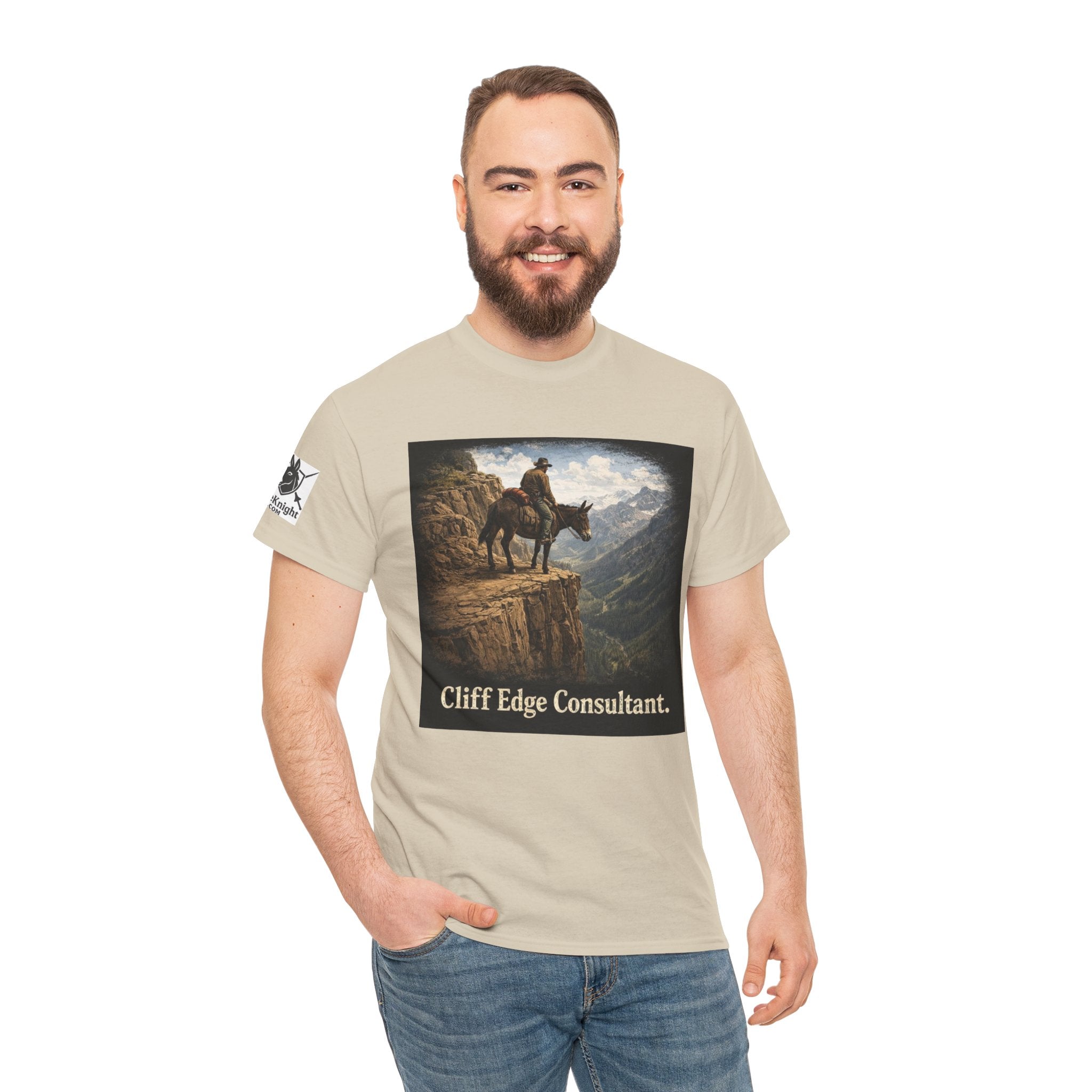 Mule Cliff Edge Consultant T-Shirt — Cowboy Landscape Graphic Tee