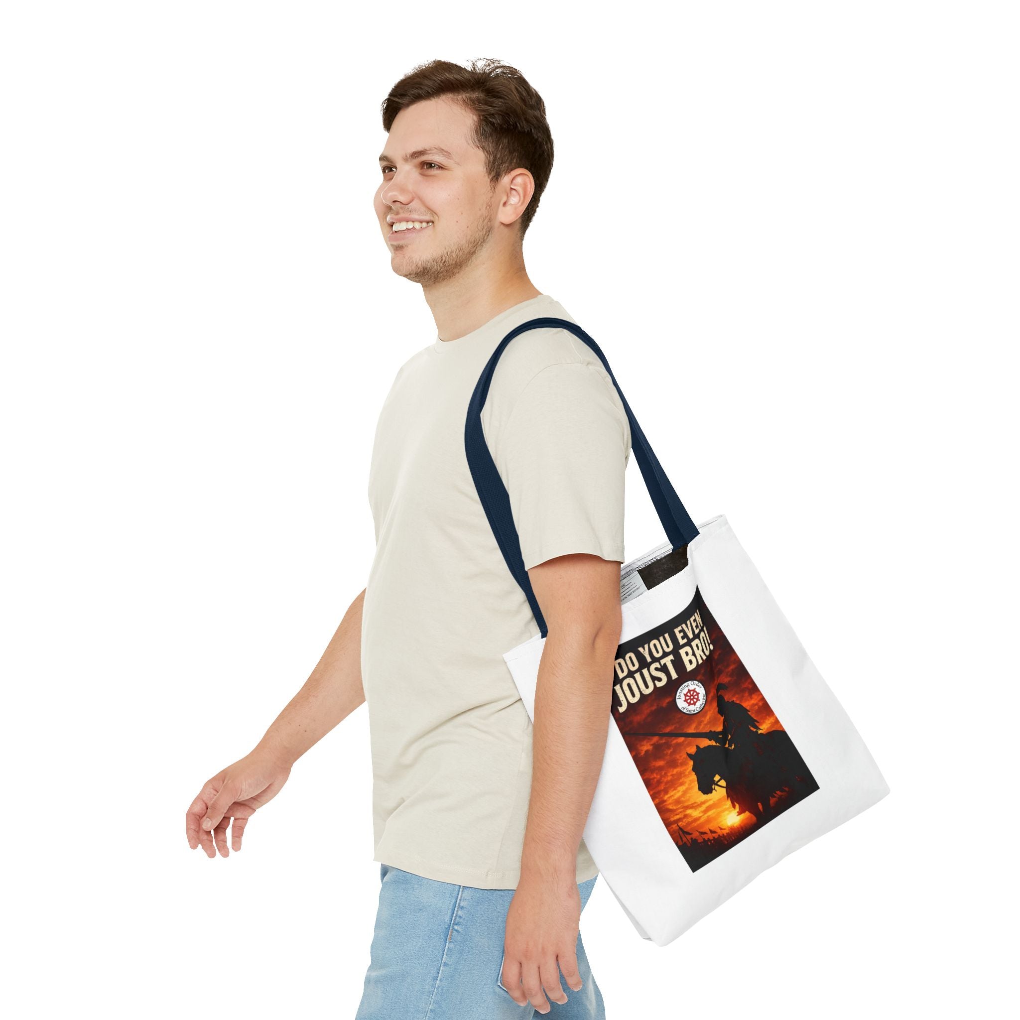 Do You Even Joust Bro! Tote Bag – Medieval Knight Silhouette Sunset Tote for Renaissance Fair Fans