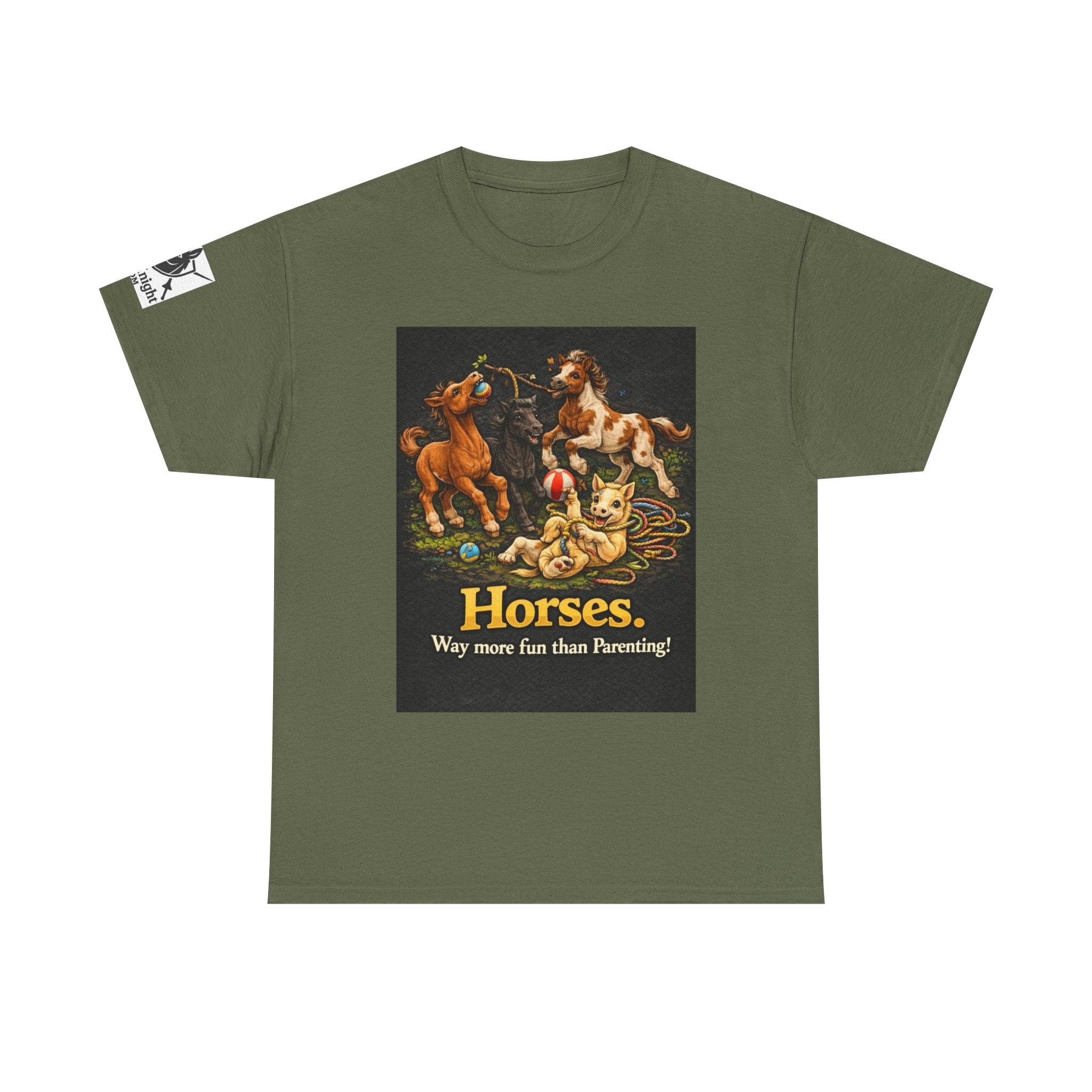 Horse lover shirt.  Horses.  Way more fun than Parenting! Teeshirt funny