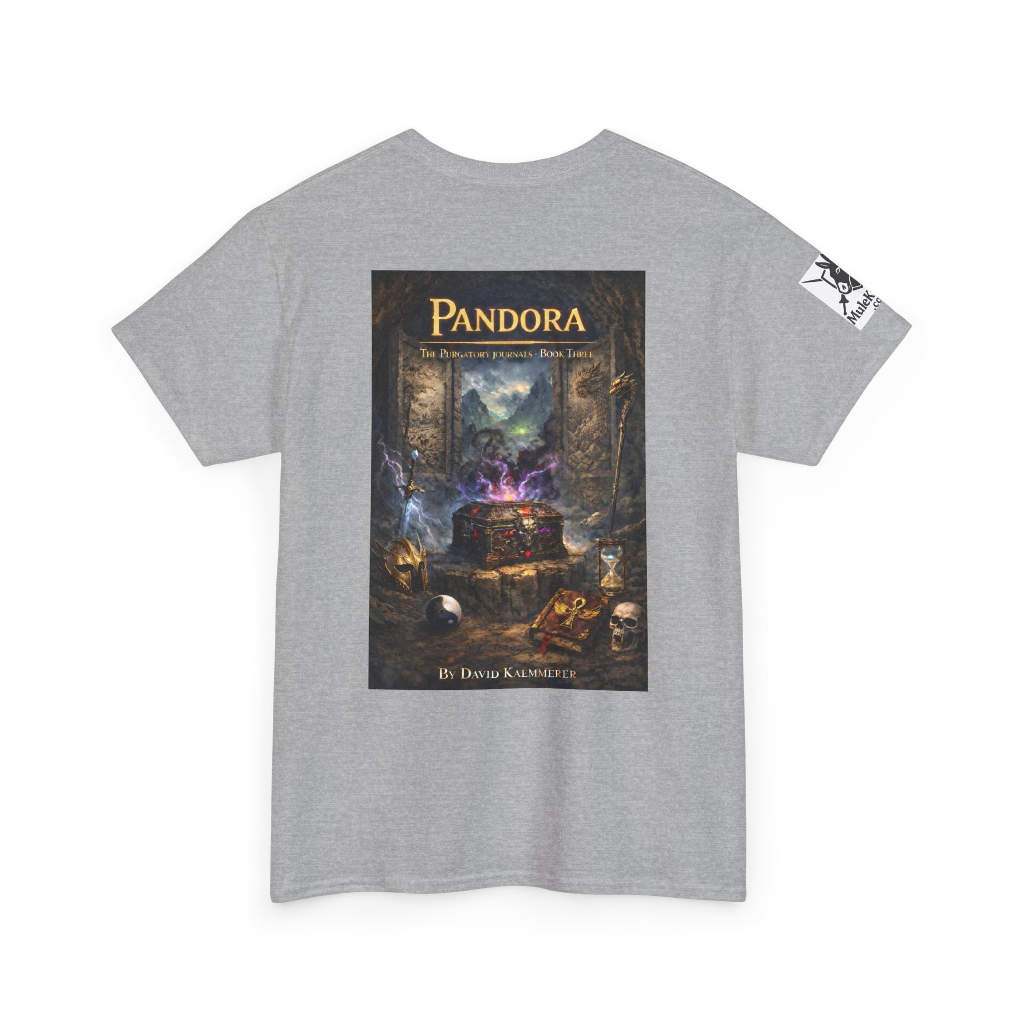 Pandora Bandan and Dog on Front - Pandora book cover on back -Purgatory Journals Book 3 -  Graphic Tee — Fantasy Novel tee