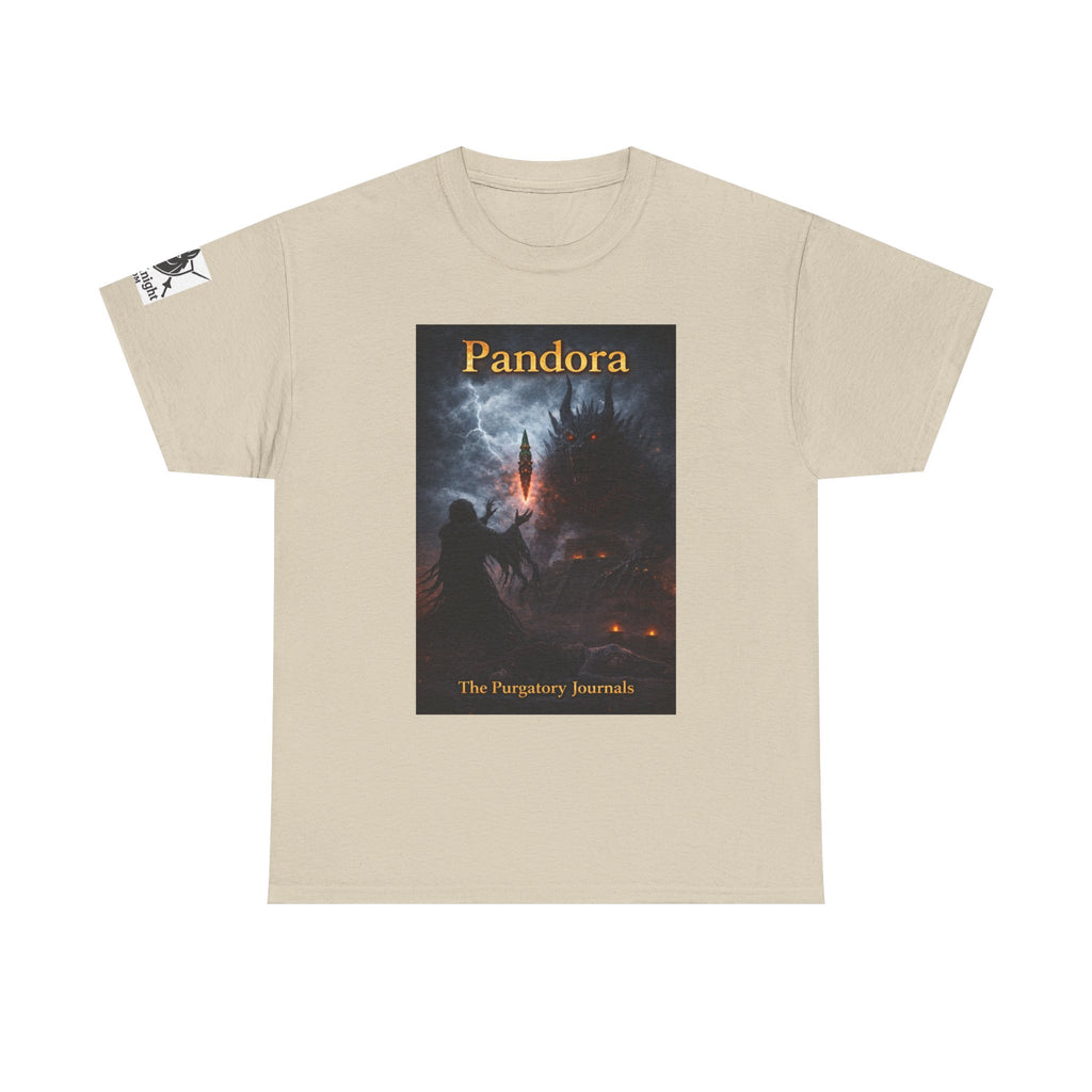 Pandora Summoning on Front - Pandora book cover on back -Purgatory Journals Book 3 -   Fantasy Novel tee