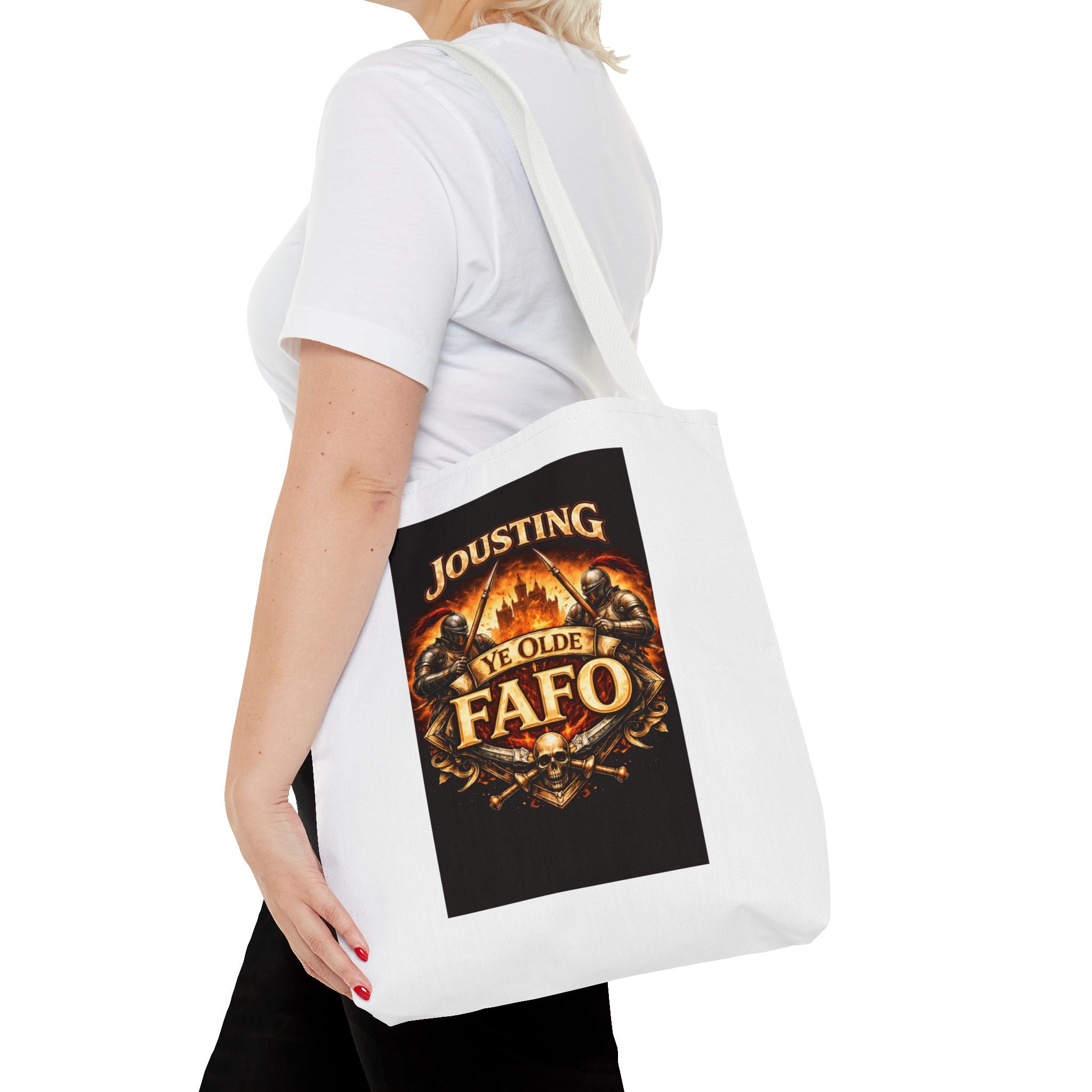 Tote Bag — "Jousting Ye Olde Fafo" Medieval Knight Graphic Tote