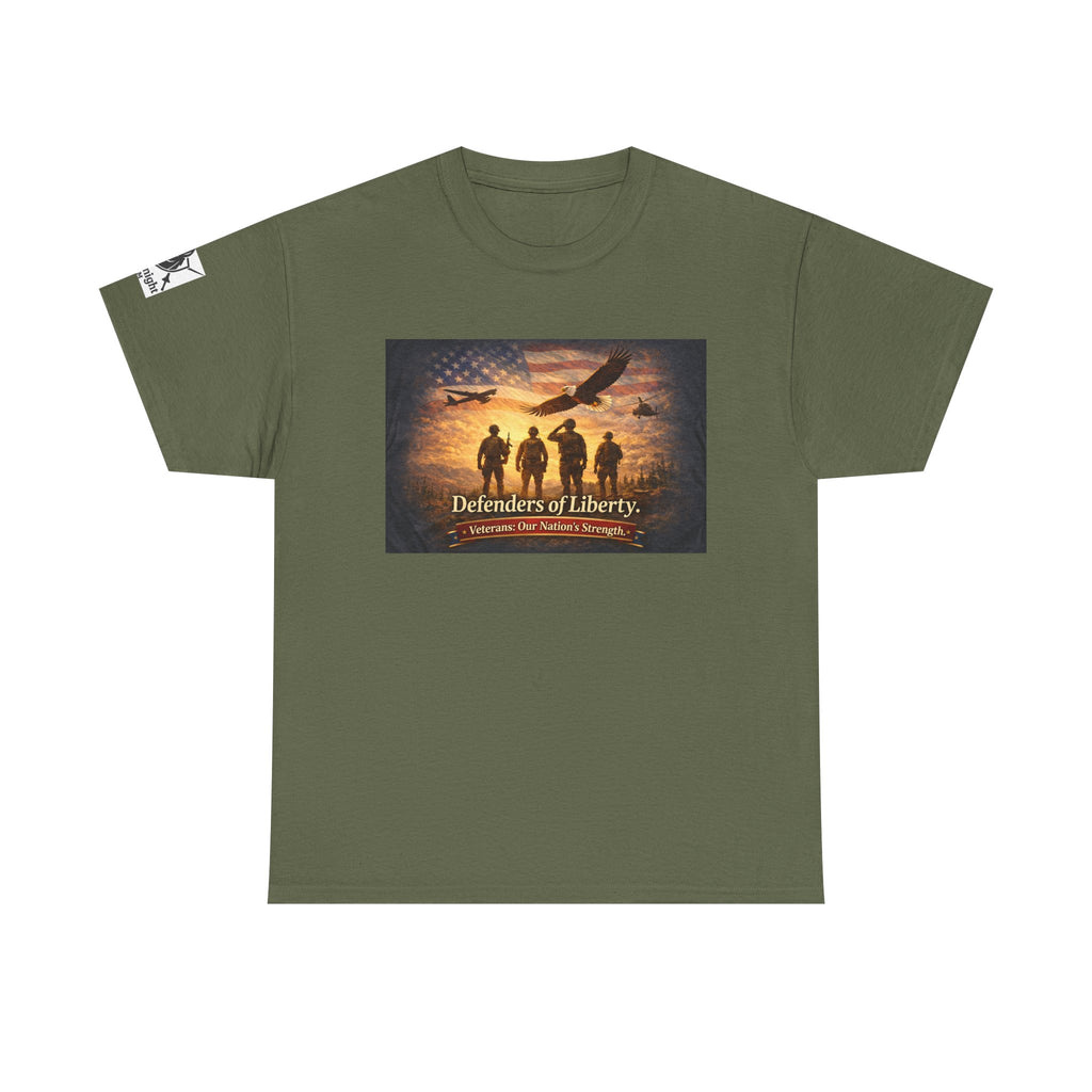 USA Flag Graphic Tee - "Defenders of Liberty -Veterans our nations strength!"