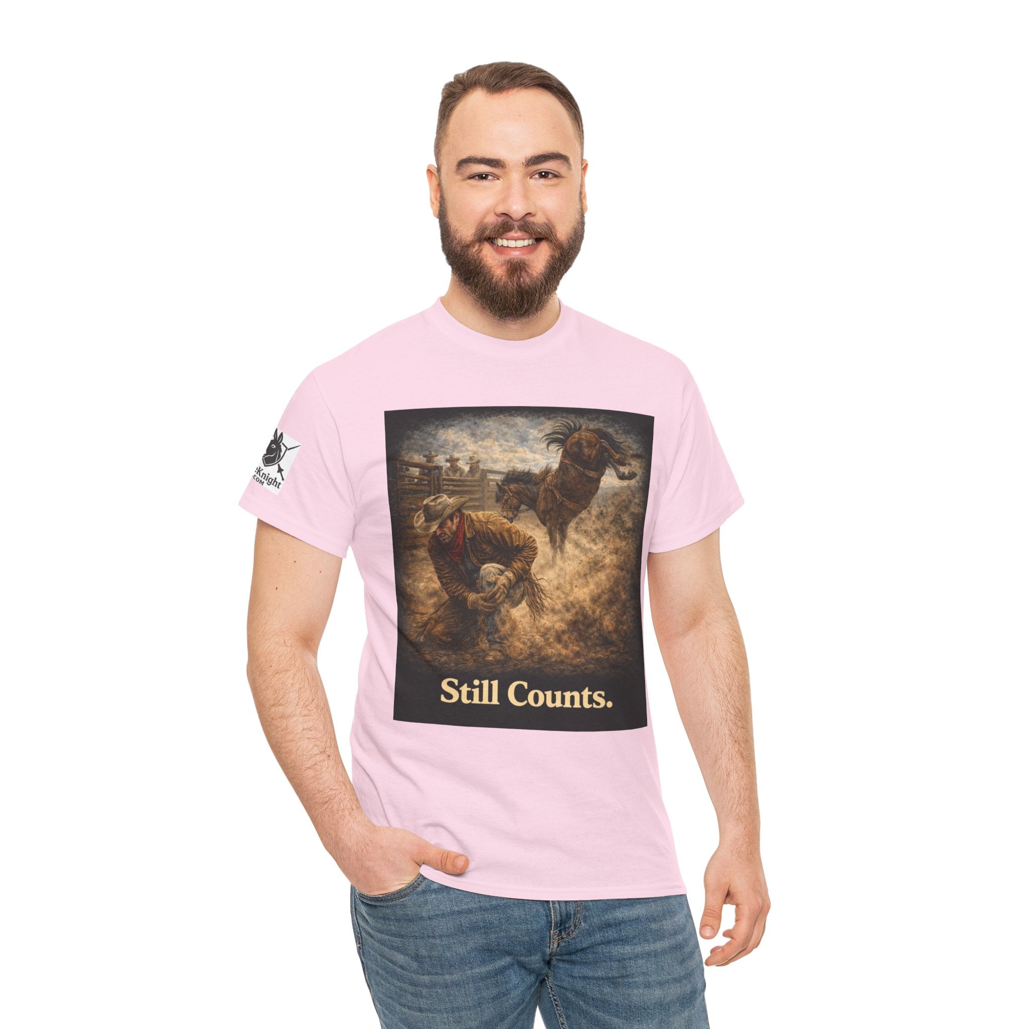 Rodeo Still Counts T-Shirt — Cowboy Landscape Graphic Tee