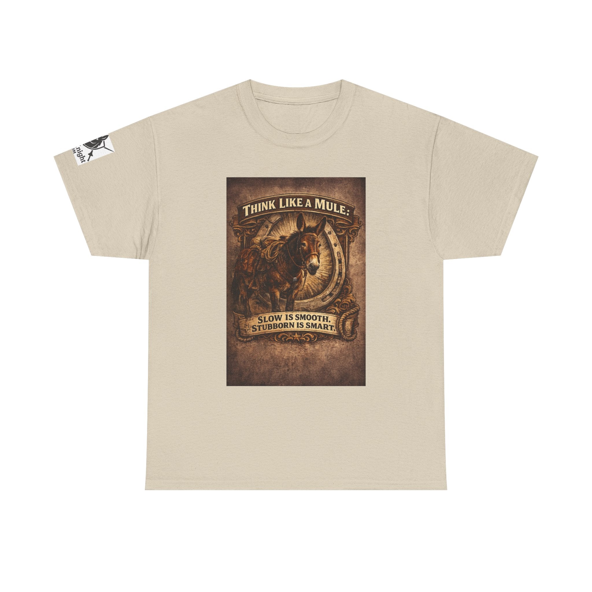 Think Like a Mule T-Shirt – Rustic Horseshoe Cowboy Western Tee