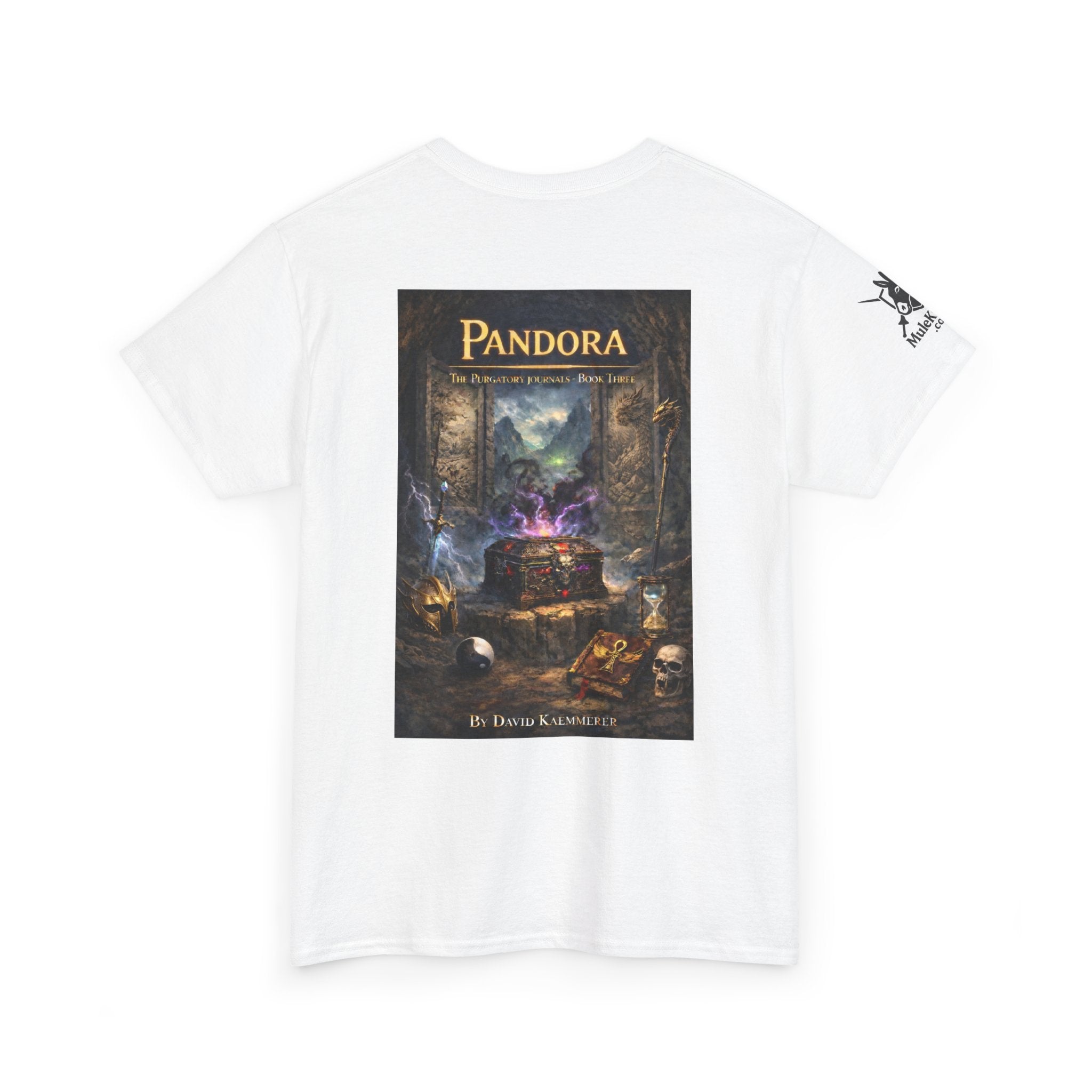 Pandora Cogsworth & Mr Hippty Vs Undead Dragon on Front - Pandora book cover on back -Purgatory Journals Book 3 -  Graphic Tee — Fantasy Novel tee