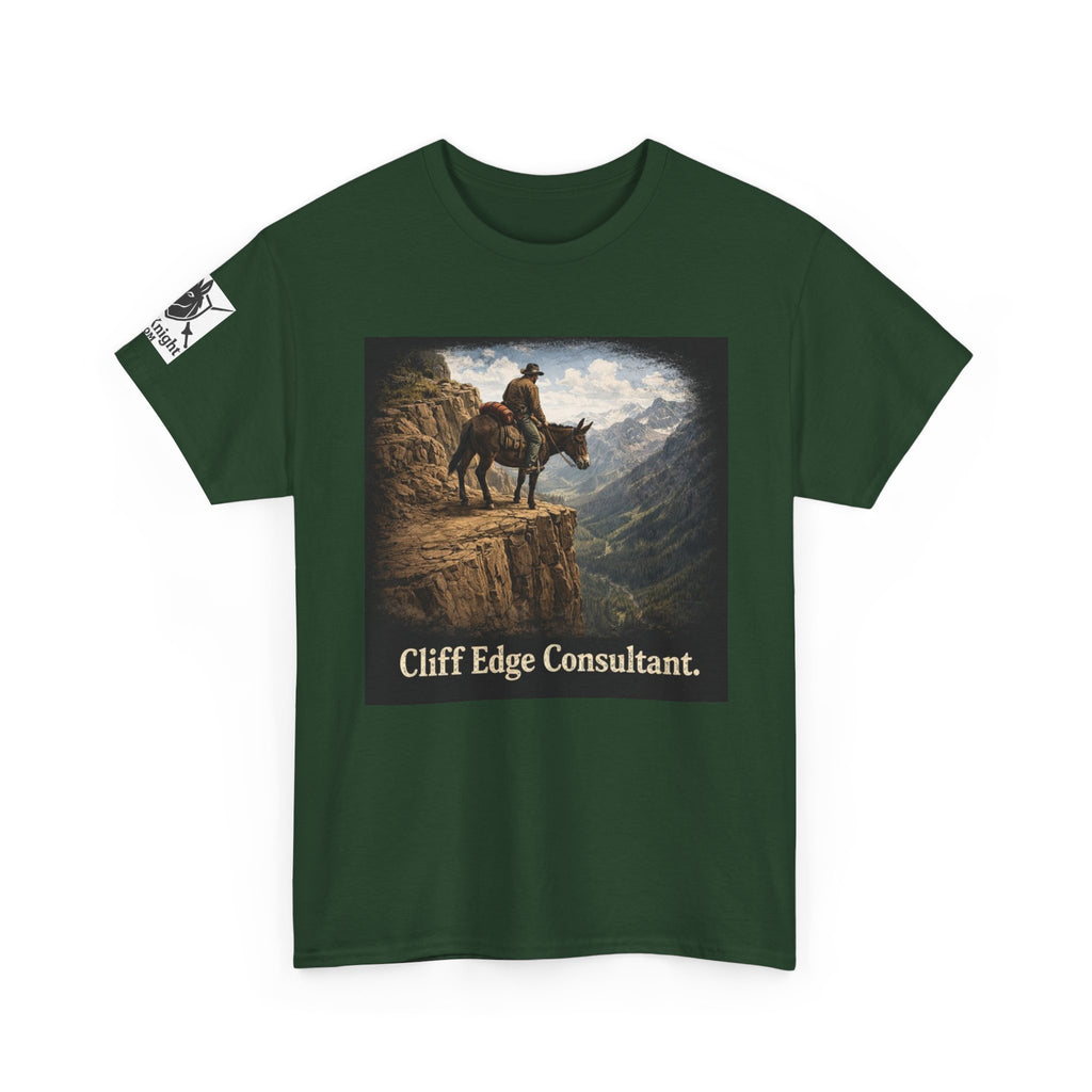Mule Cliff Edge Consultant T-Shirt — Cowboy Landscape Graphic Tee
