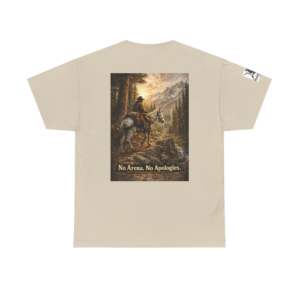 T-Shirt — 'No Arena. No Apologies.' Western Cowboy Scenic Graphic Tee